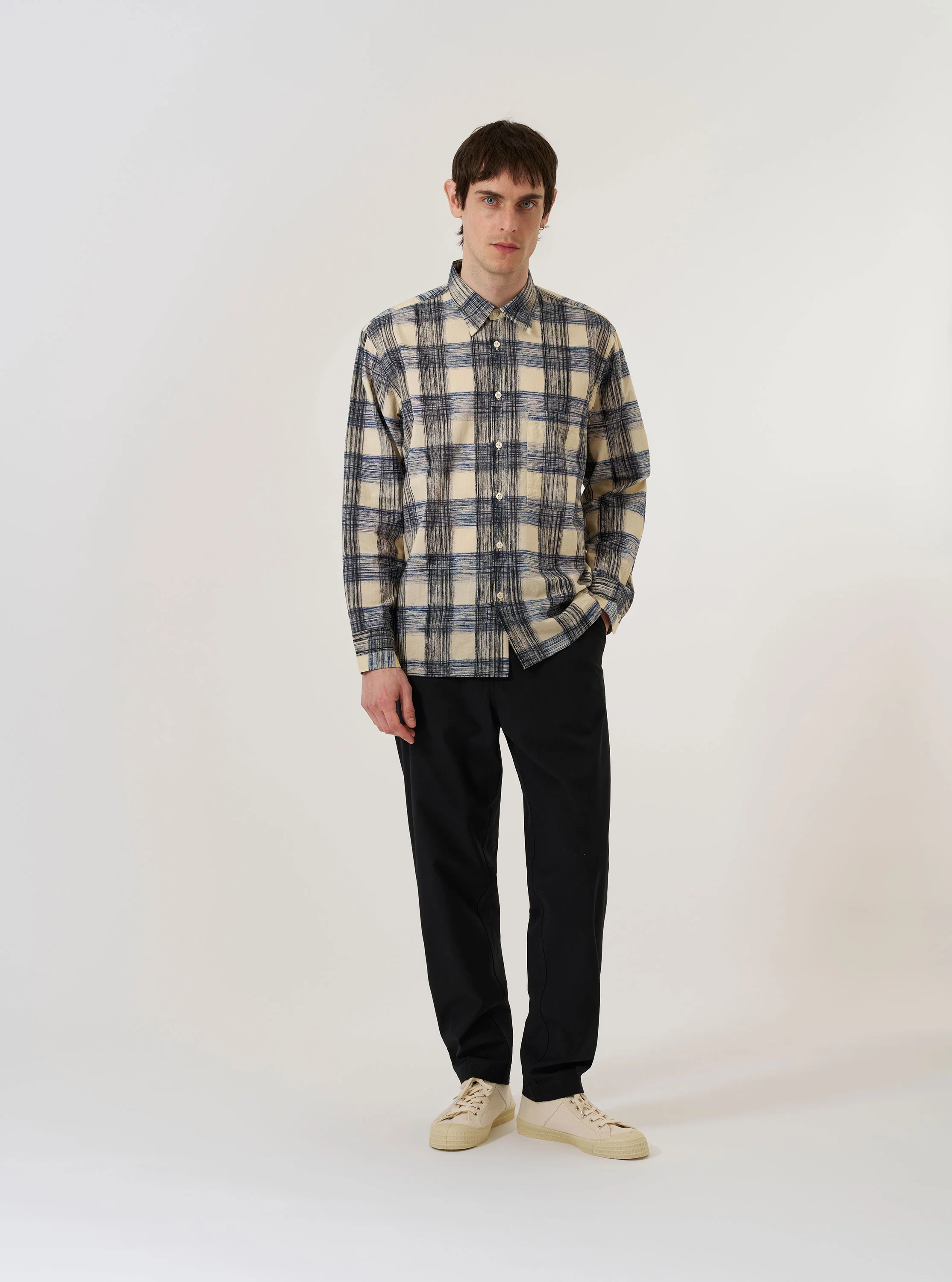 Navy Window Panes Square Pocket Shirt - Image 9