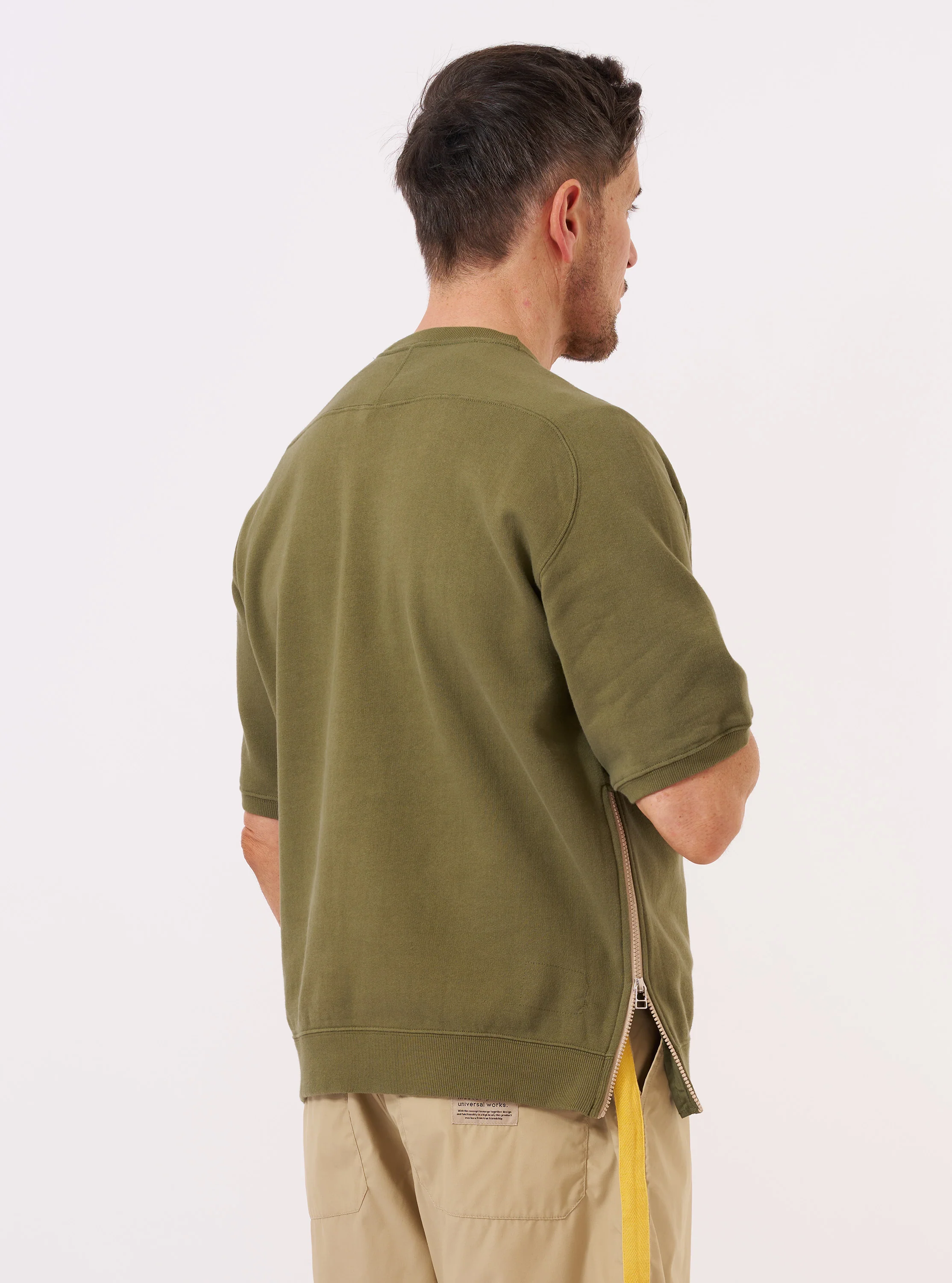 master-piece x Universal Works Olive Brush Back Sweat S/S Billy Sweat - Image 3