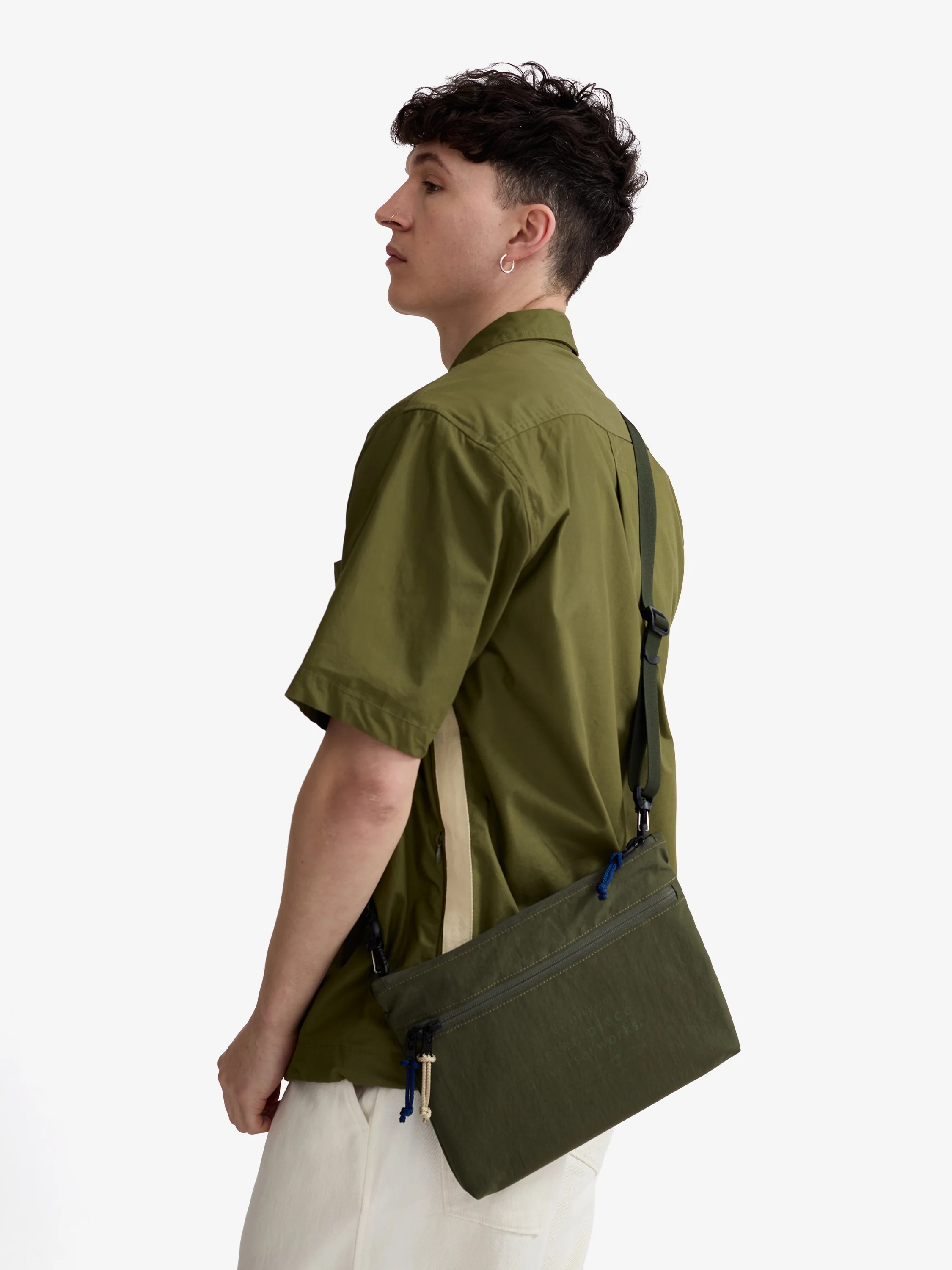 master-piece x Universal Works Olive Canvas Sacoche - Image 2