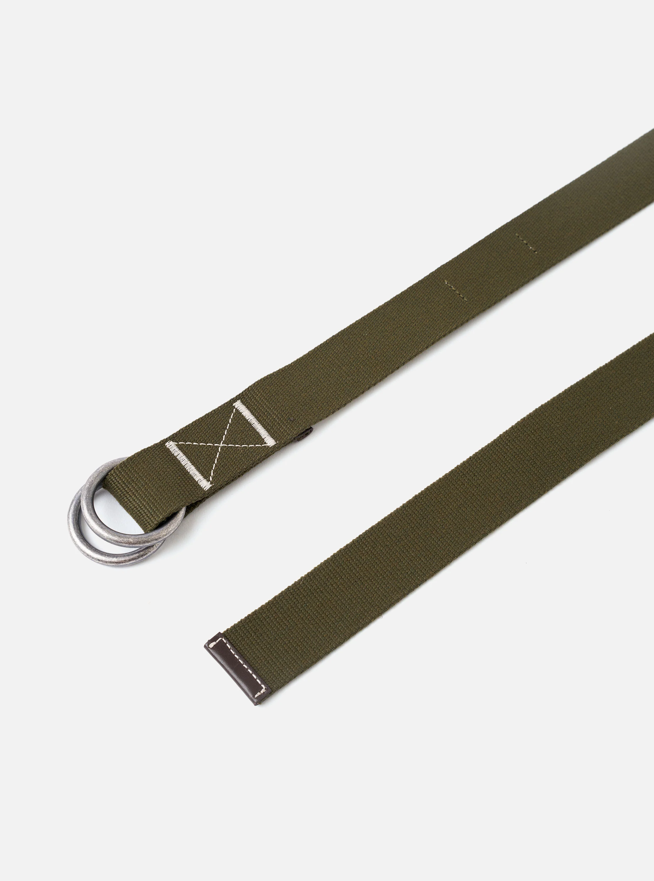 Olive Canvas Webbing O Ring Belt - Image 2