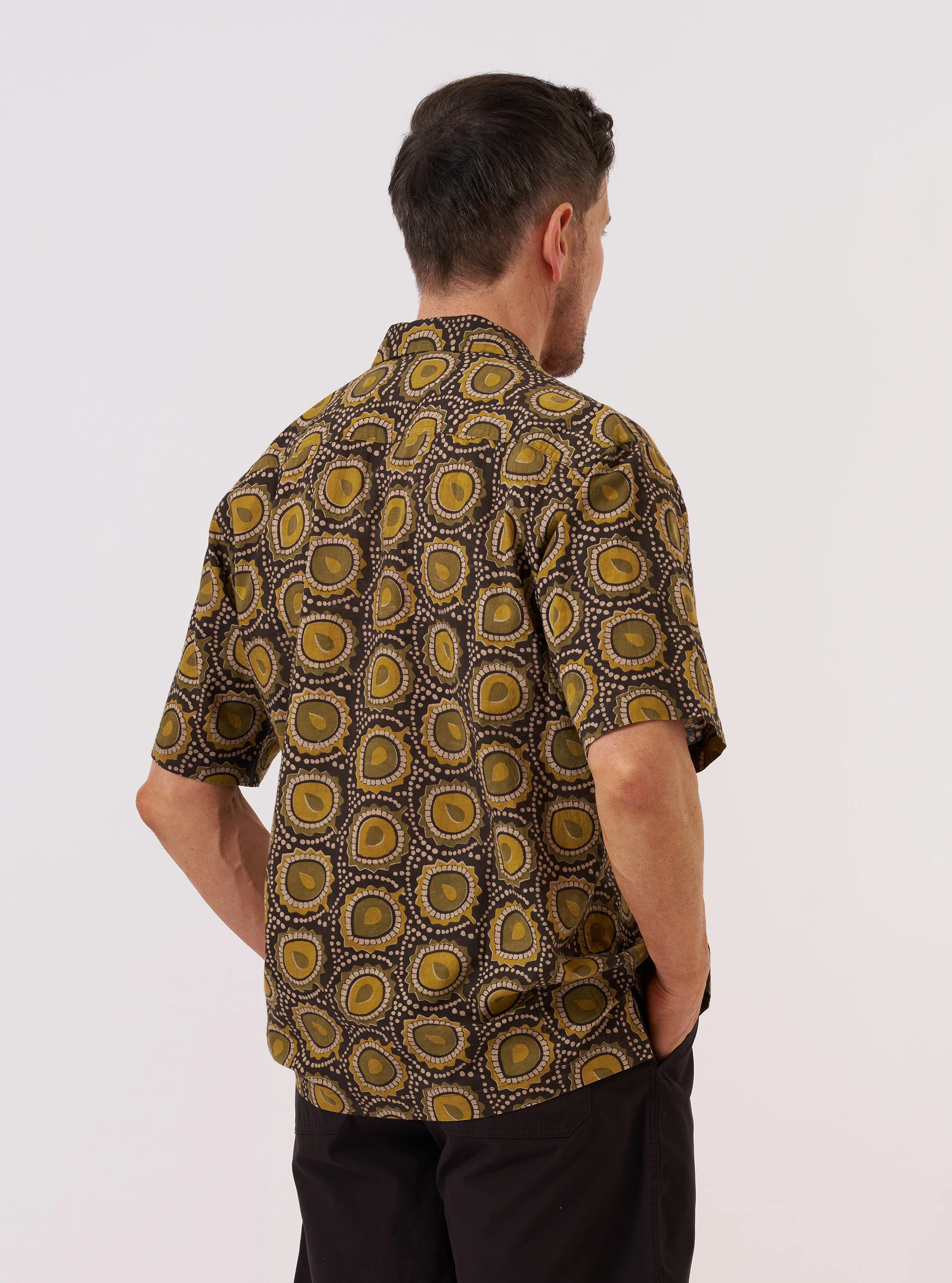 Olive Cape Block Print Camp Shirt - Image 3