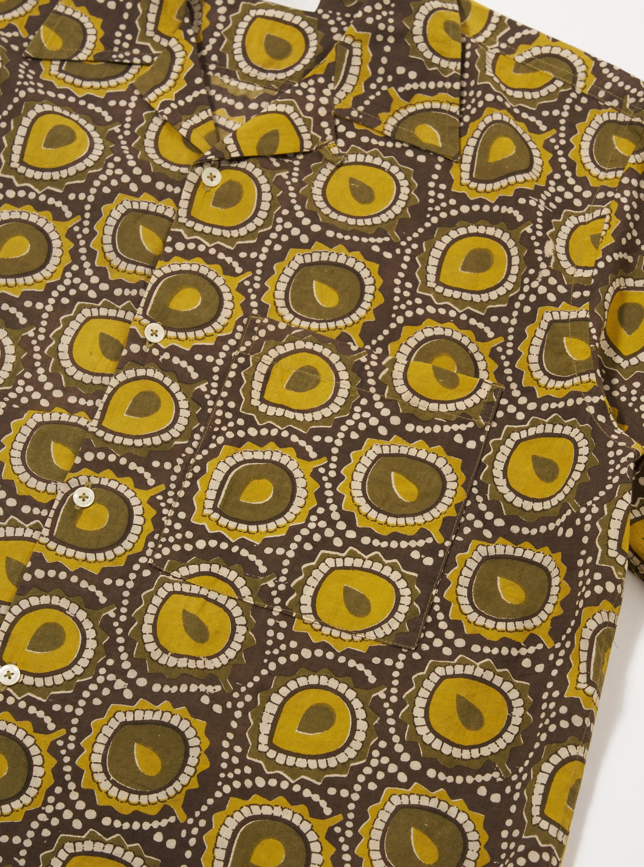 Olive Cape Block Print Camp Shirt - Image 7