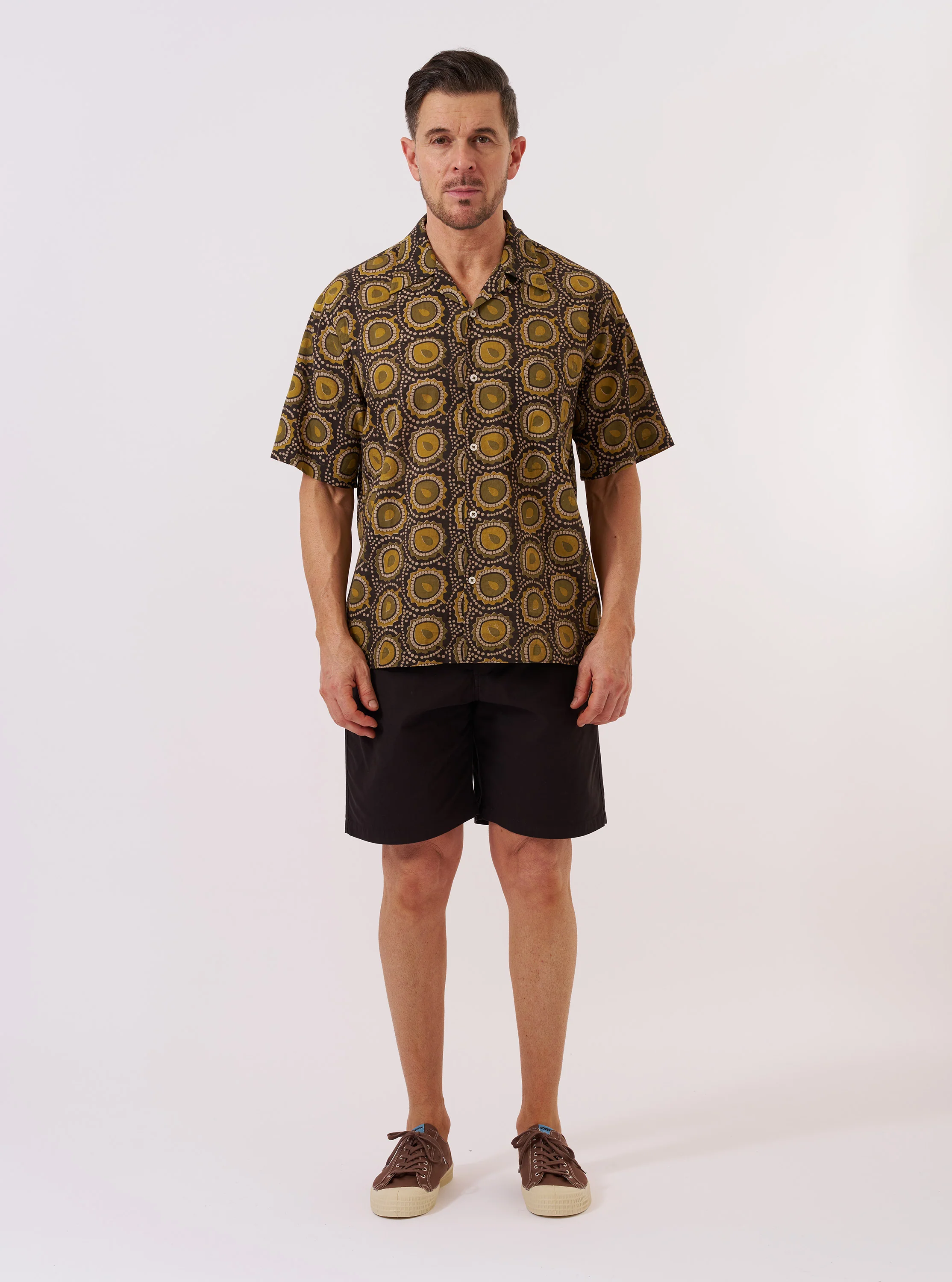 Olive Cape Block Print Camp Shirt - Image 8