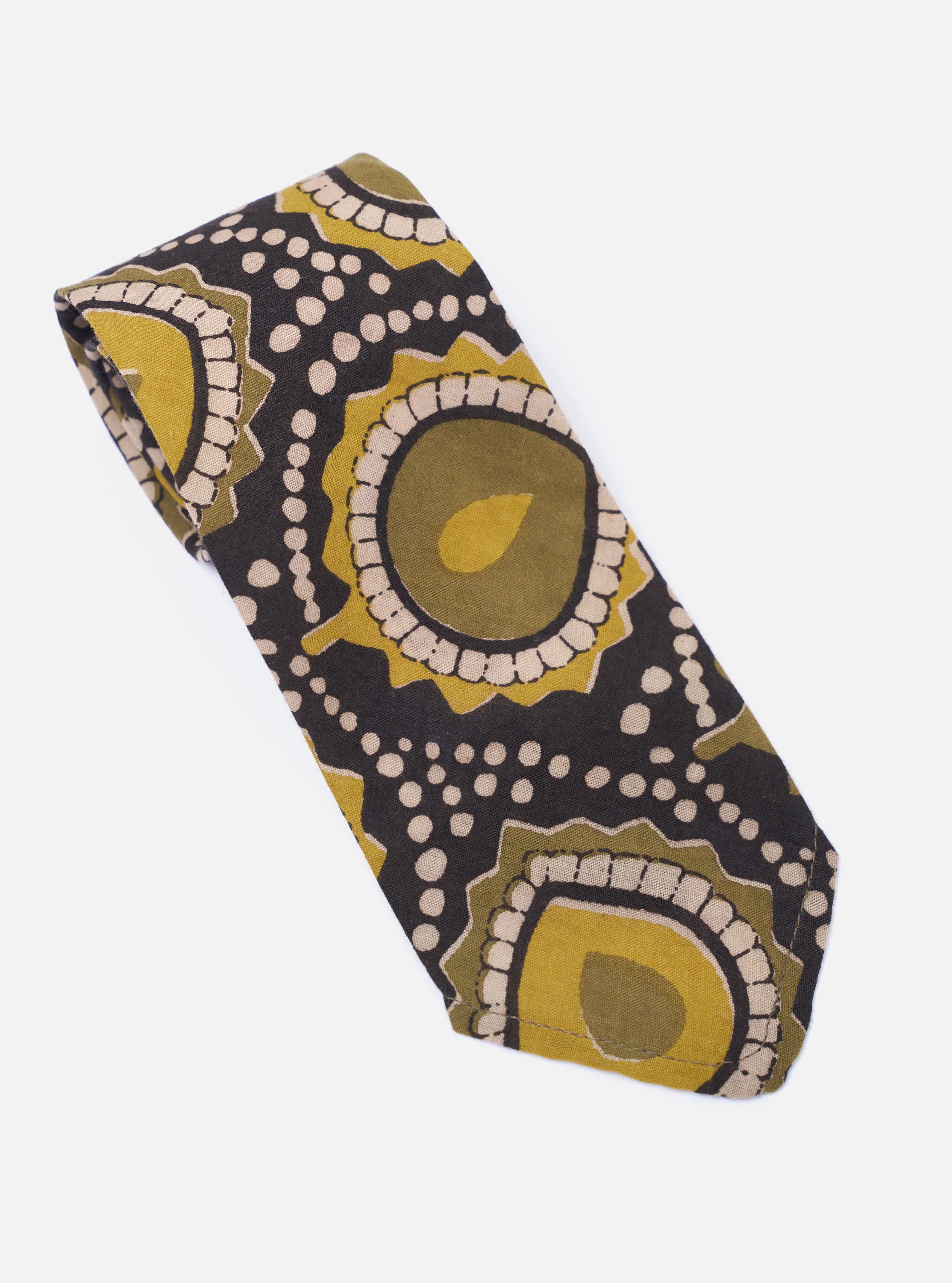 Olive Cape Block Print Tie - Image 2