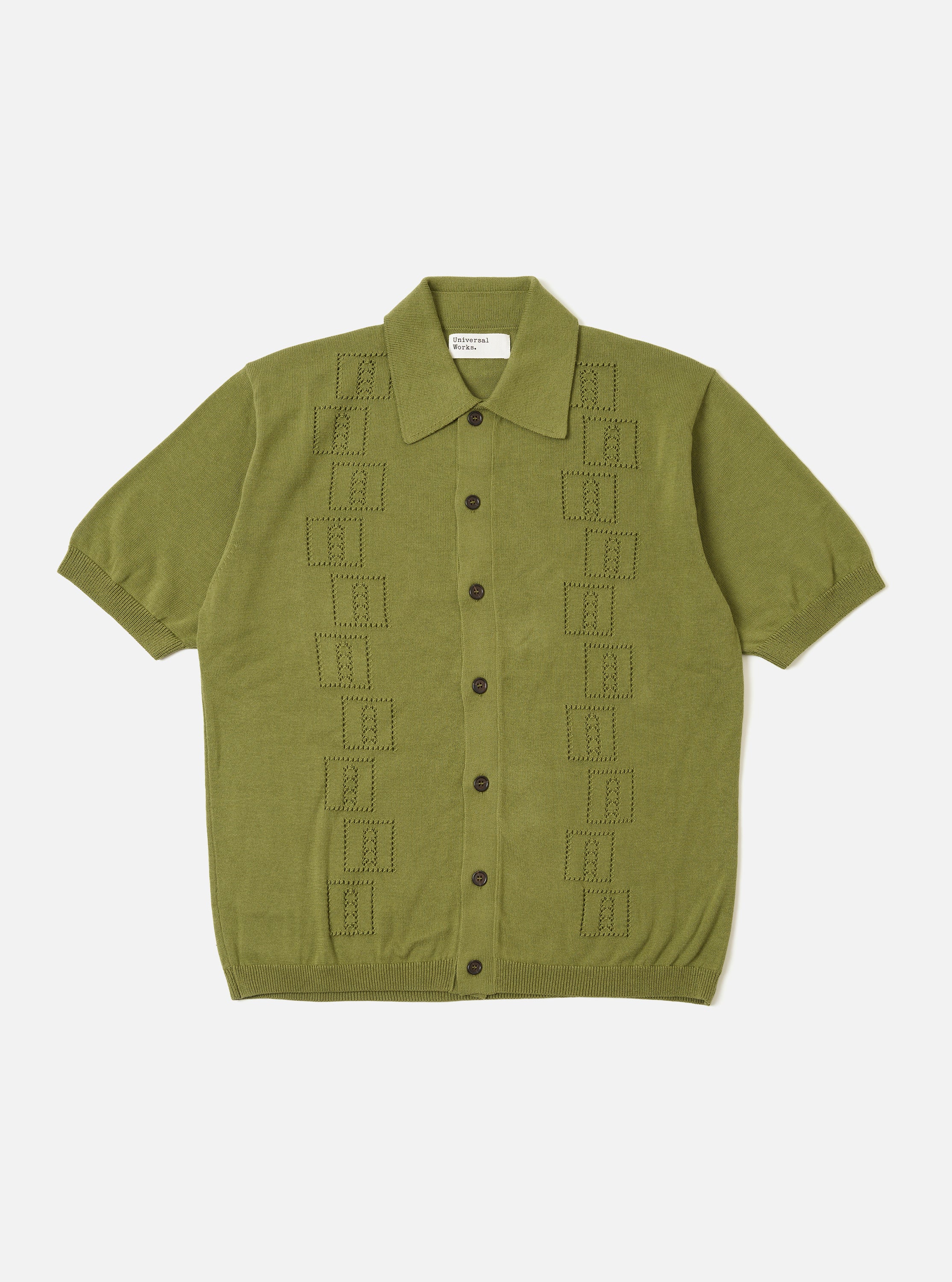 Olive Cotton Lace Knit Jonny Knit Shirt