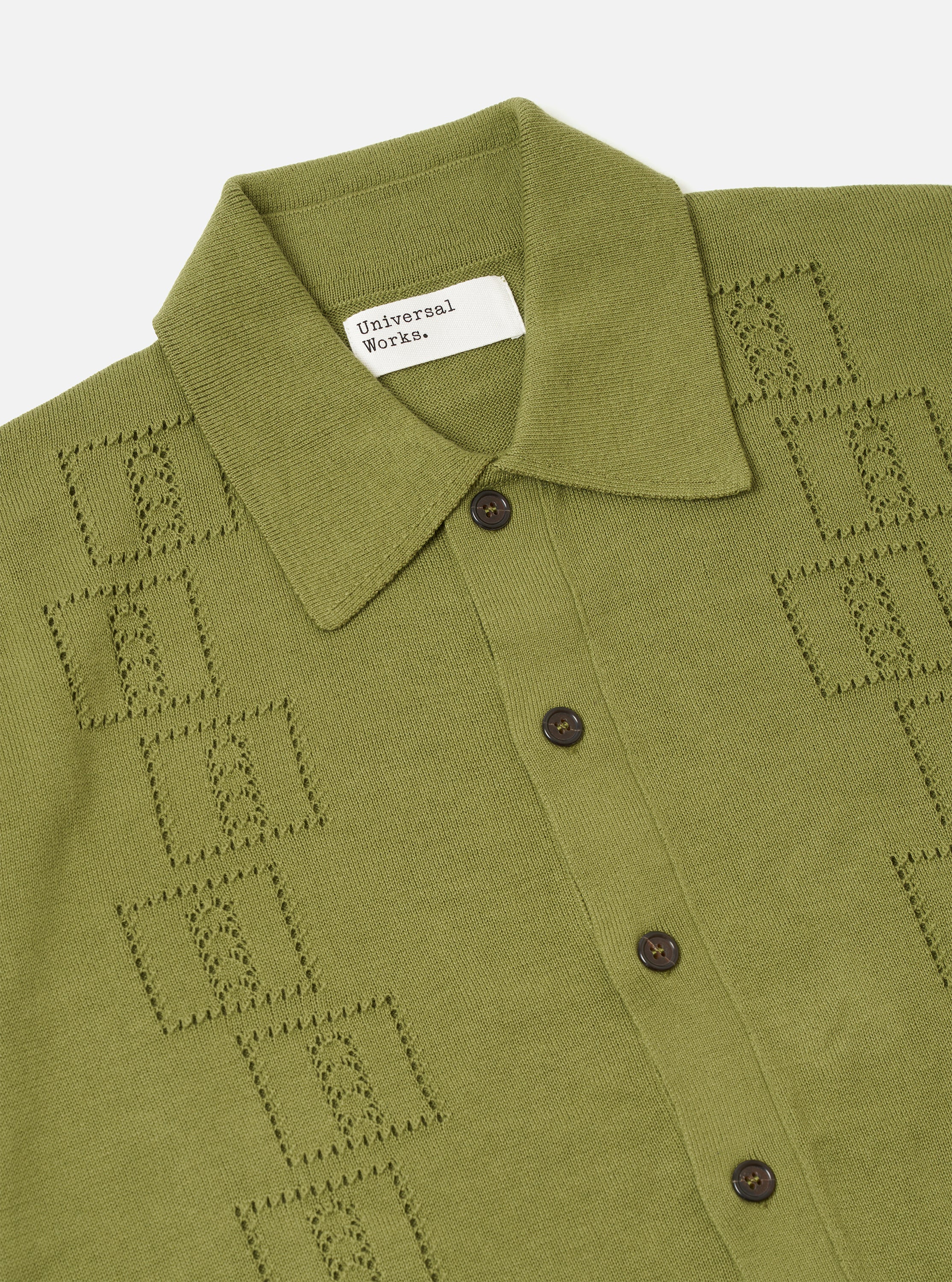 Olive Cotton Lace Knit Jonny Knit Shirt - Image 6