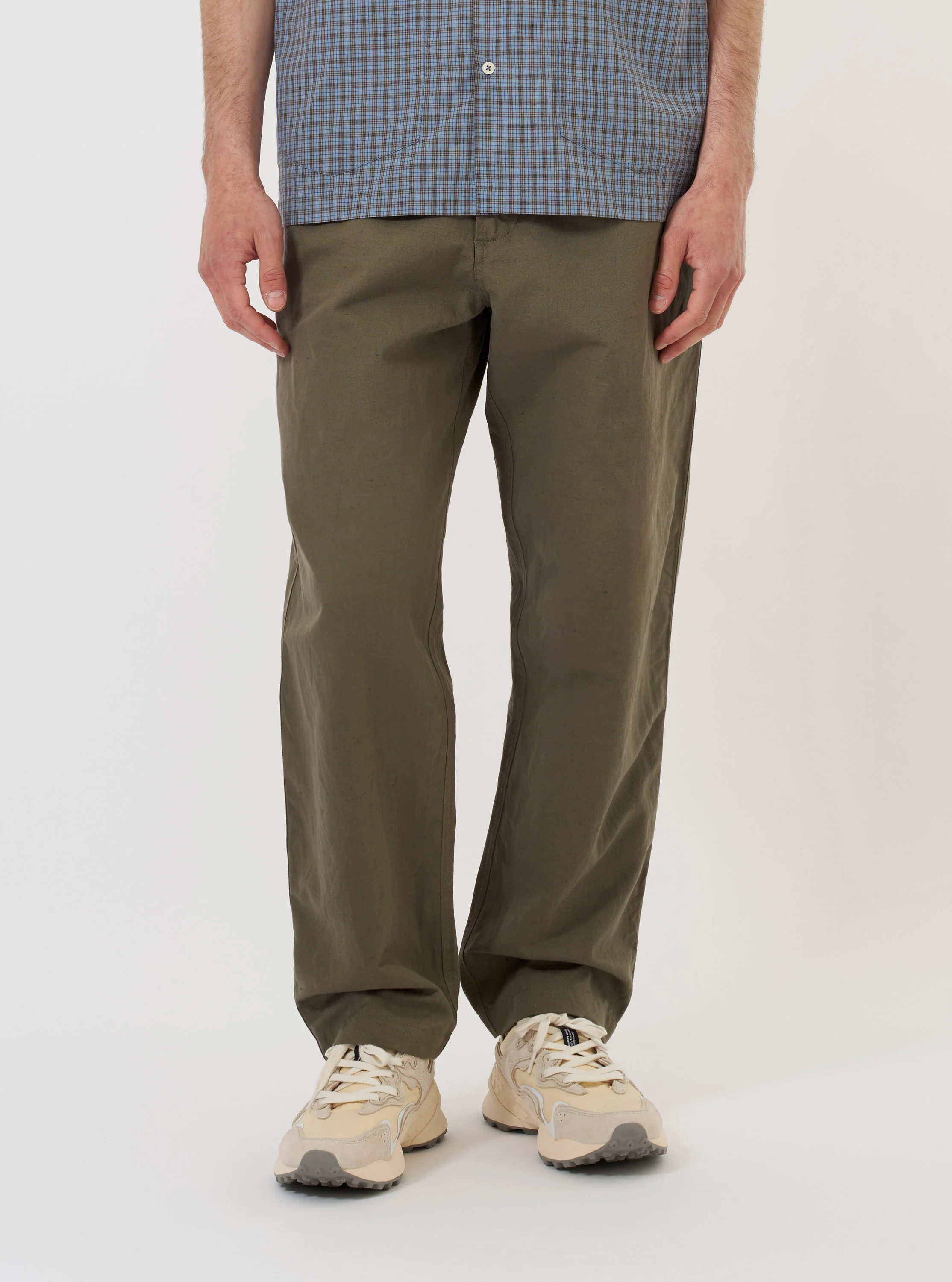 Olive Linen Slub Weave Dizzy Trouser - Image 2