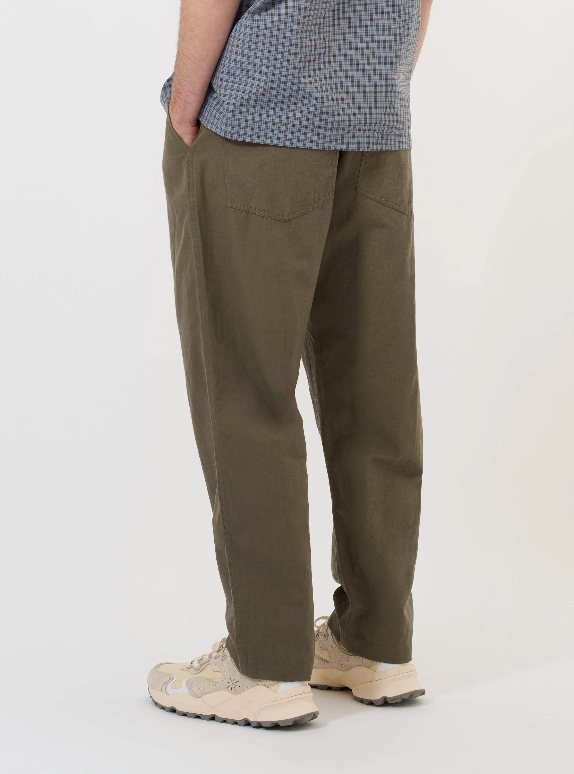 Olive Linen Slub Weave Dizzy Trouser - Image 3