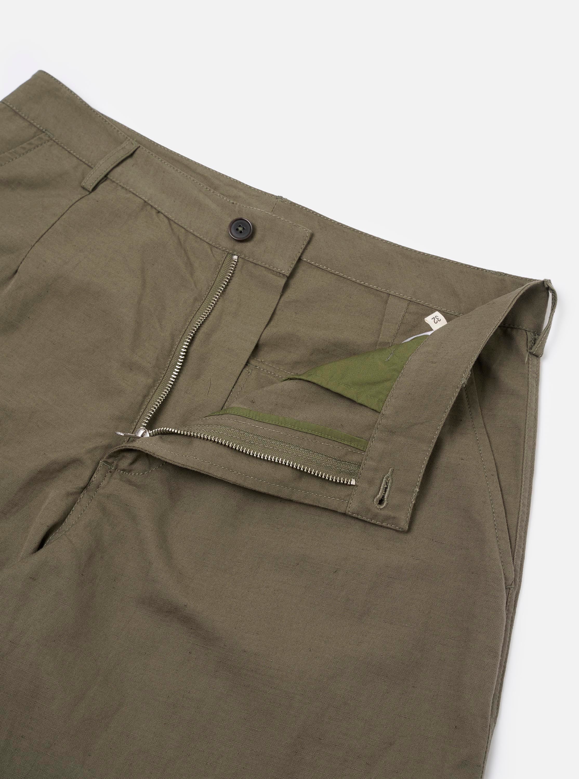 Olive Linen Slub Weave Dizzy Trouser - Image 7