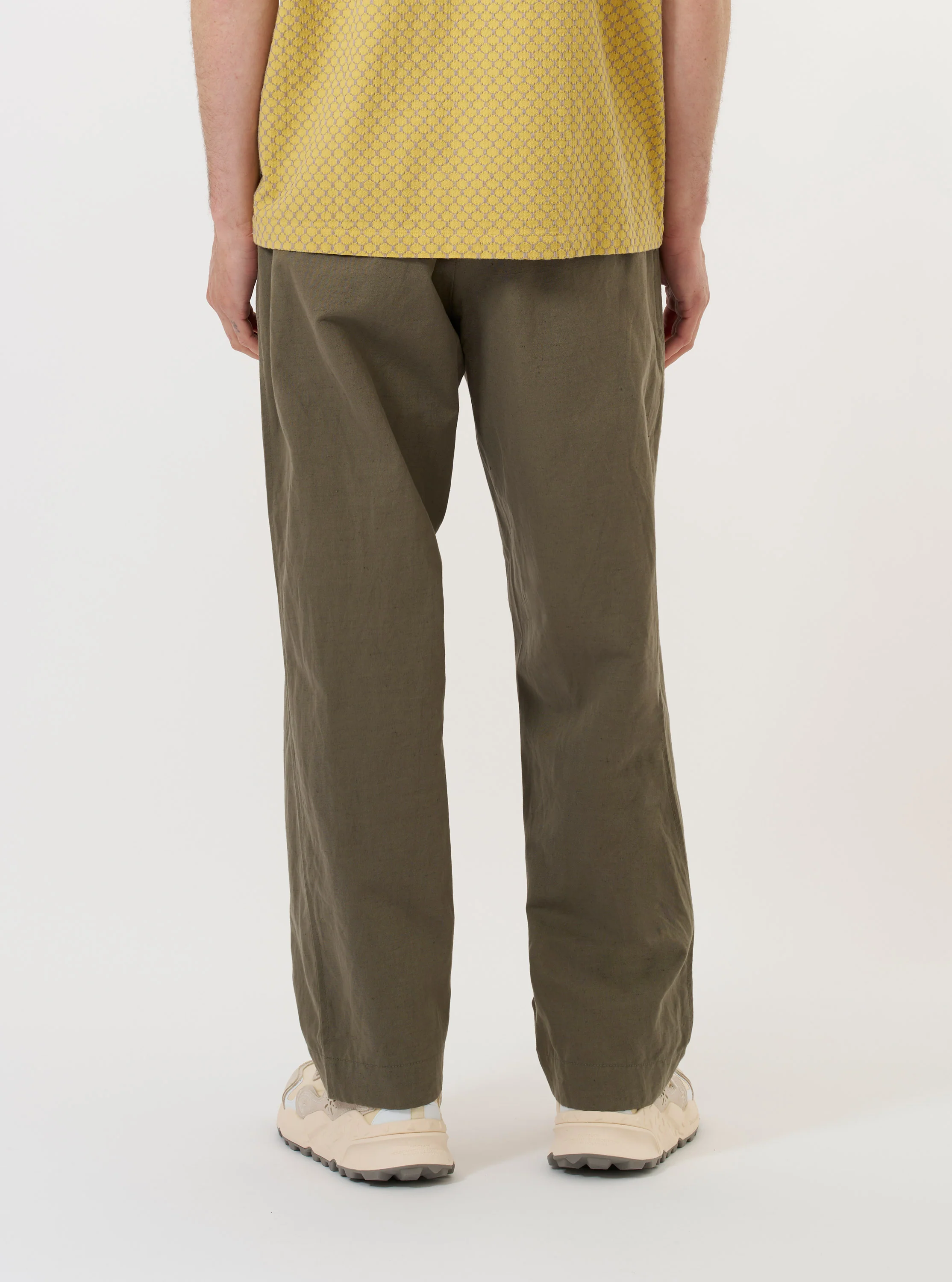 Olive Linen Slub Weave Oxford Pant - Image 3