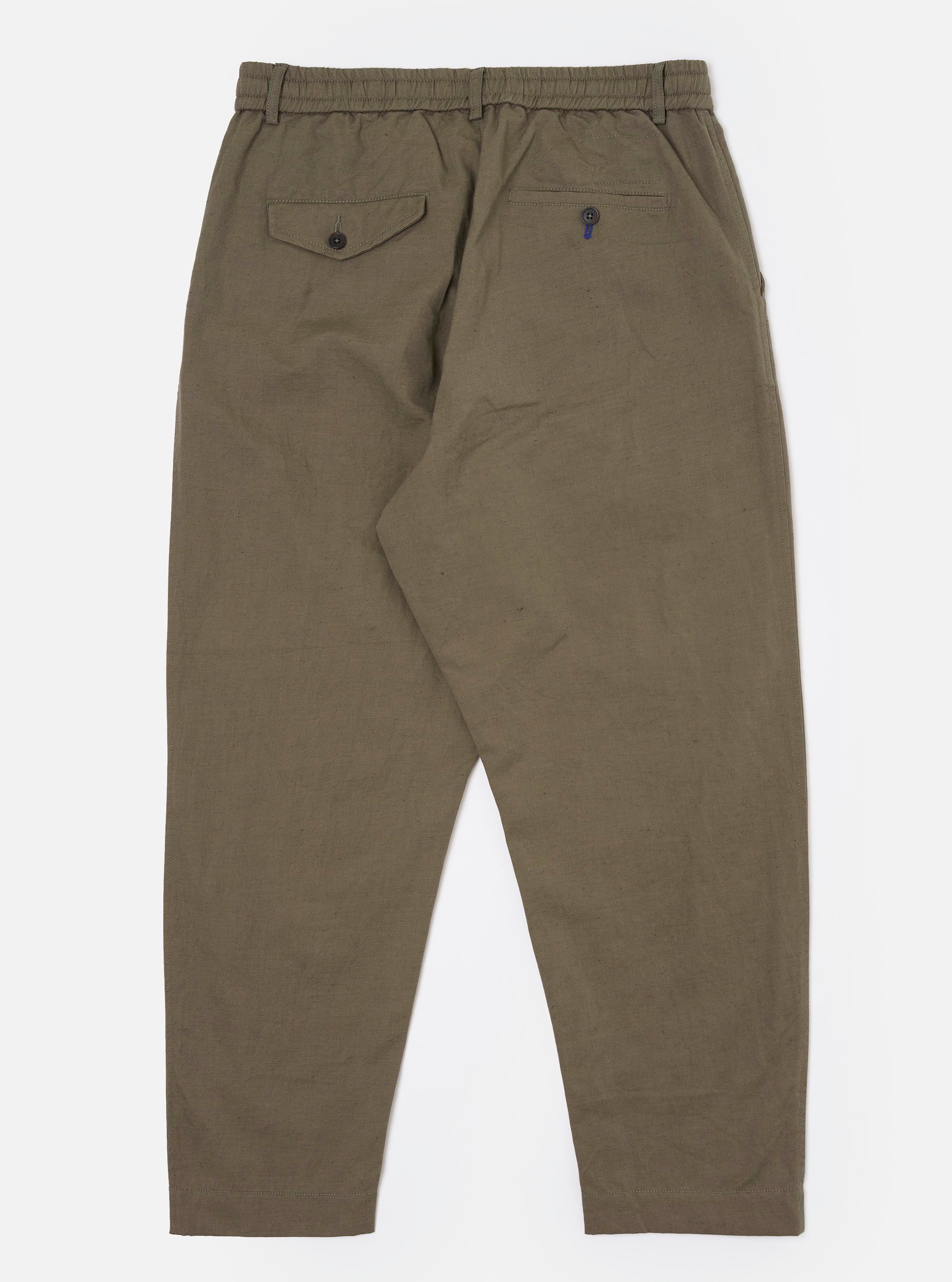 Olive Linen Slub Weave Oxford Pant - Image 5