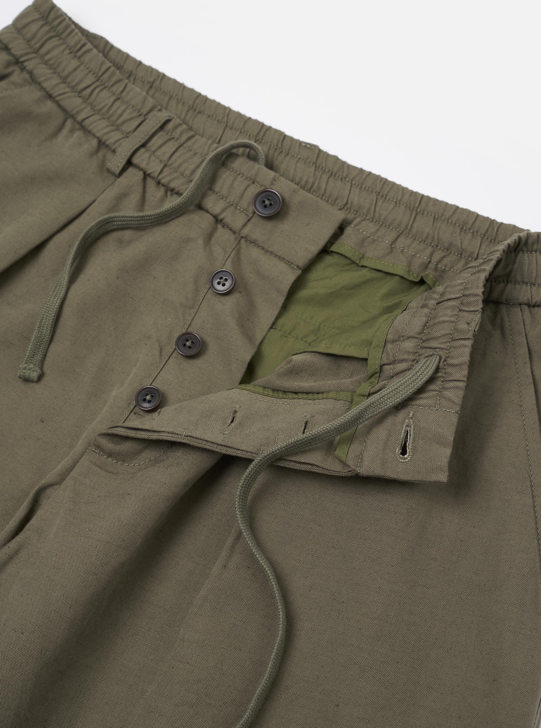 Olive Linen Slub Weave Oxford Pant - Image 6
