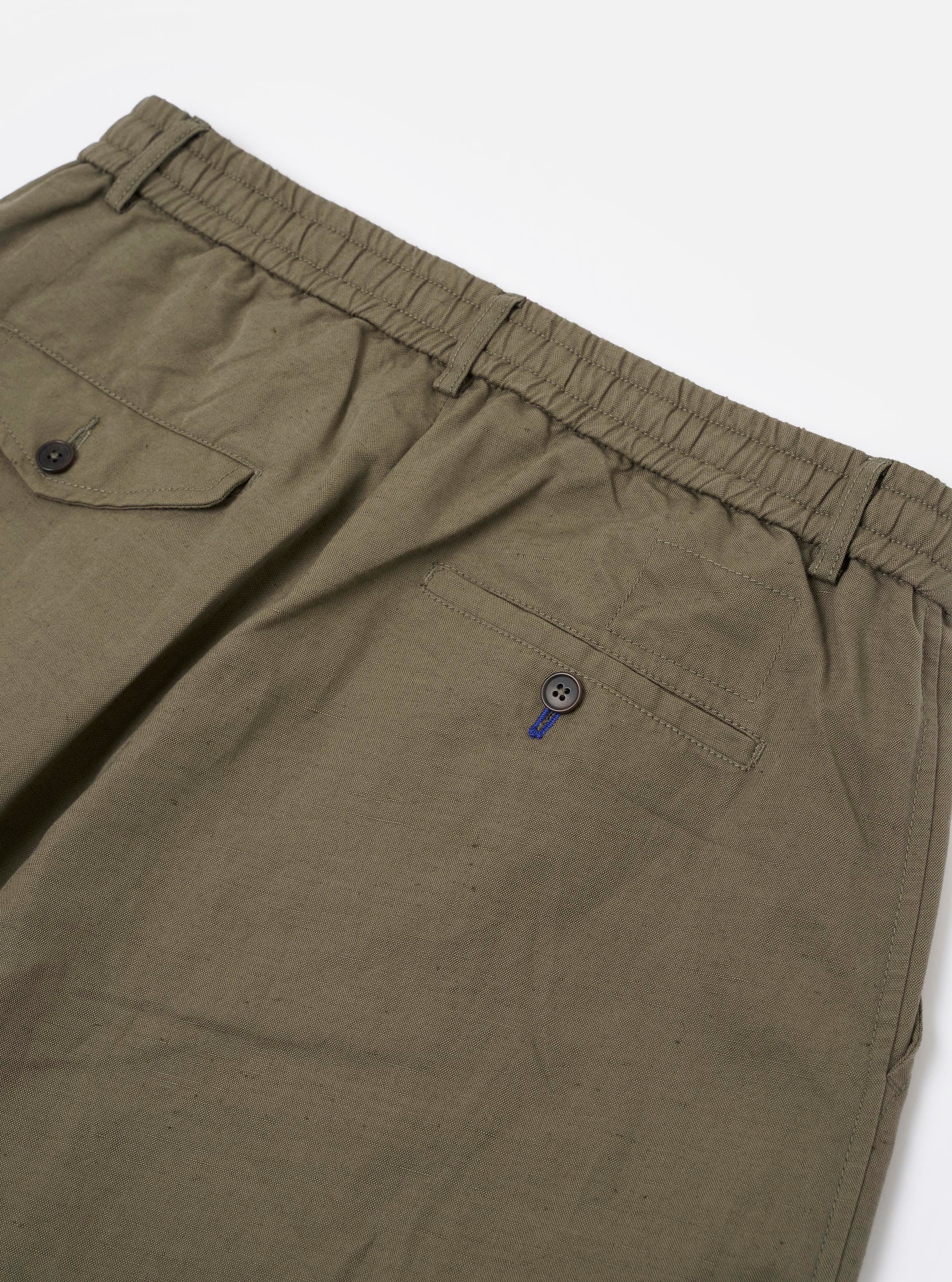 Olive Linen Slub Weave Oxford Pant - Image 7