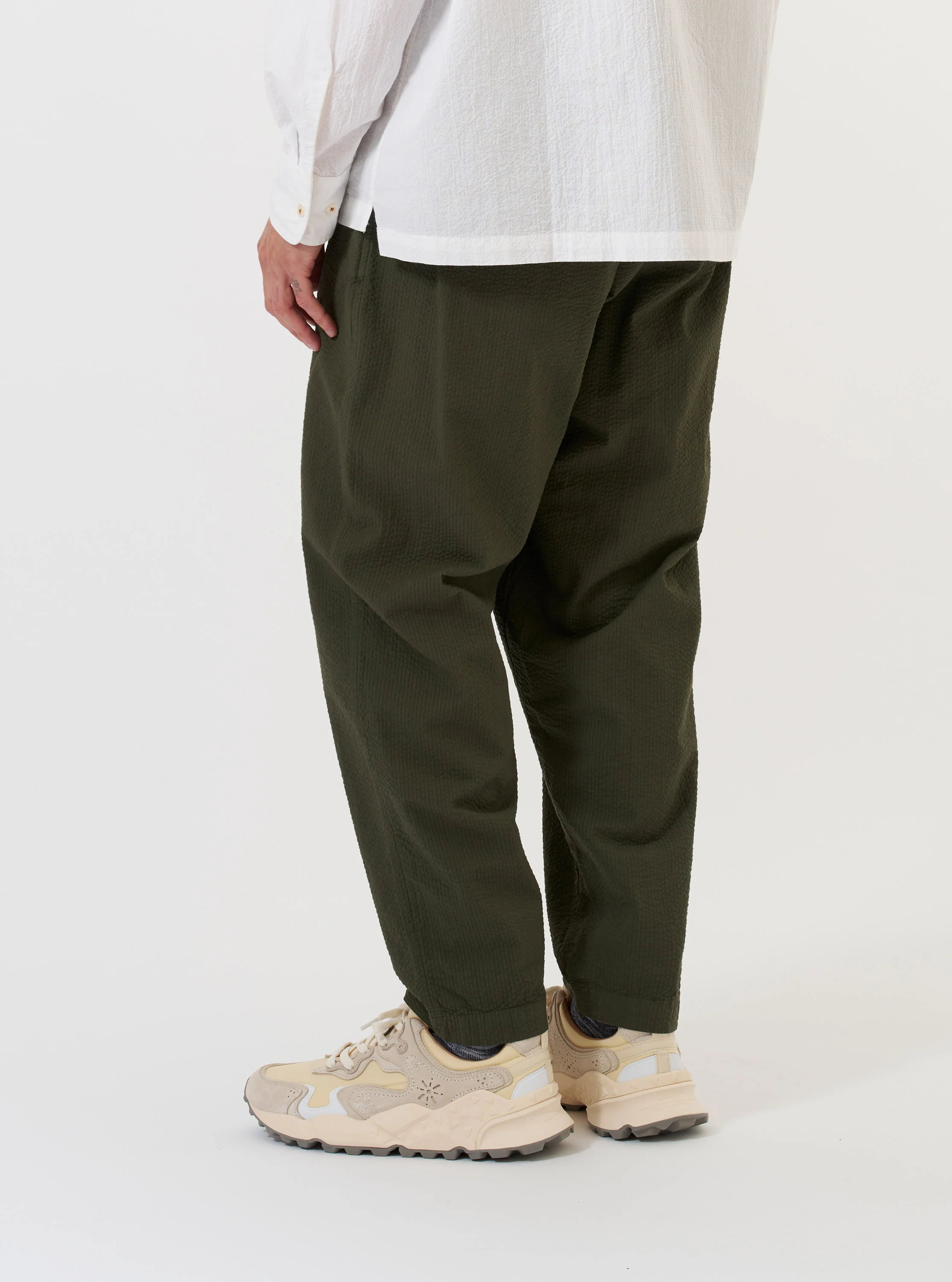 Olive Merida Seersucker Pleated Track Pant - Image 3