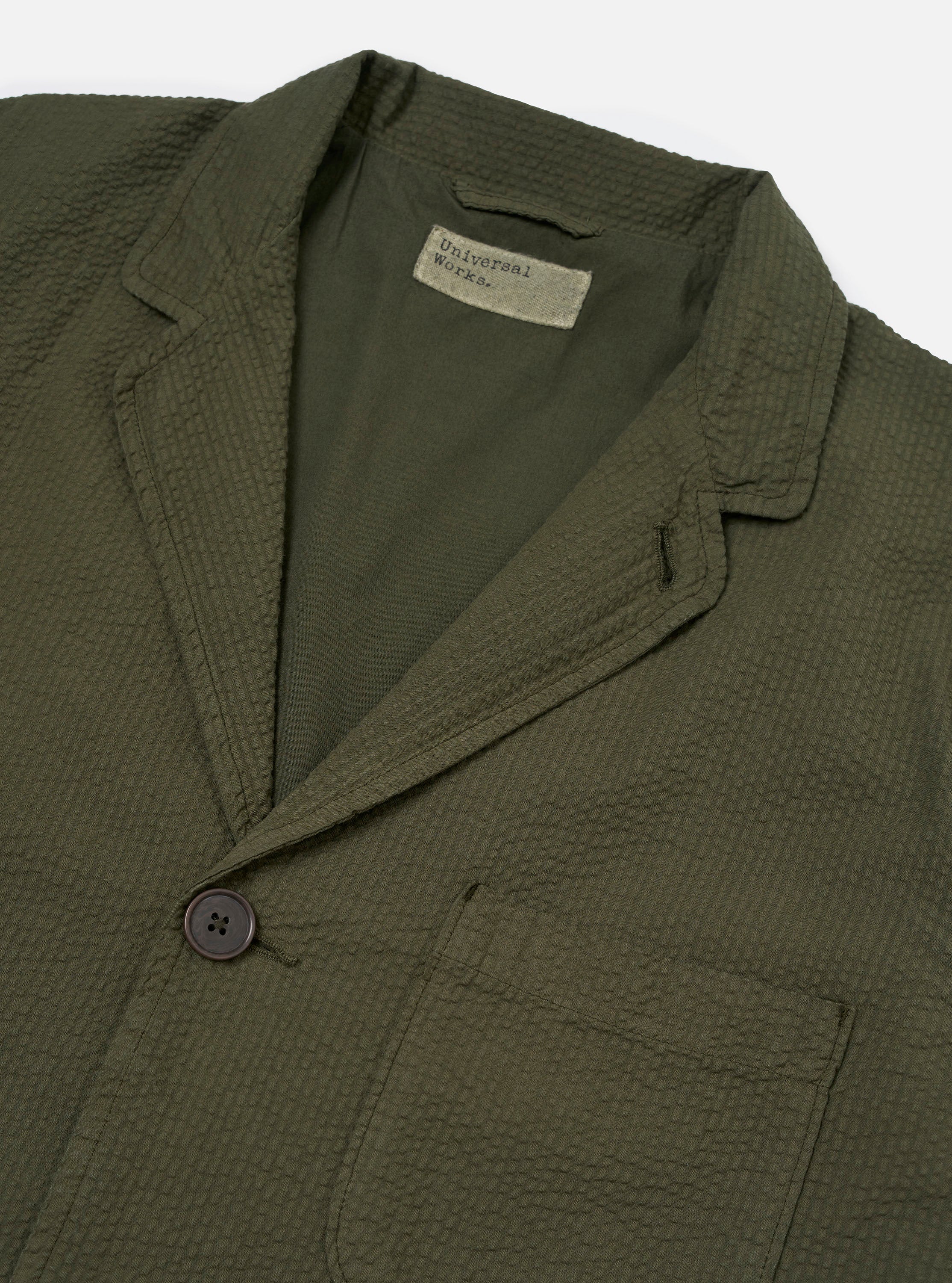 Olive Merida Seersucker Three Button Jacket - Image 6