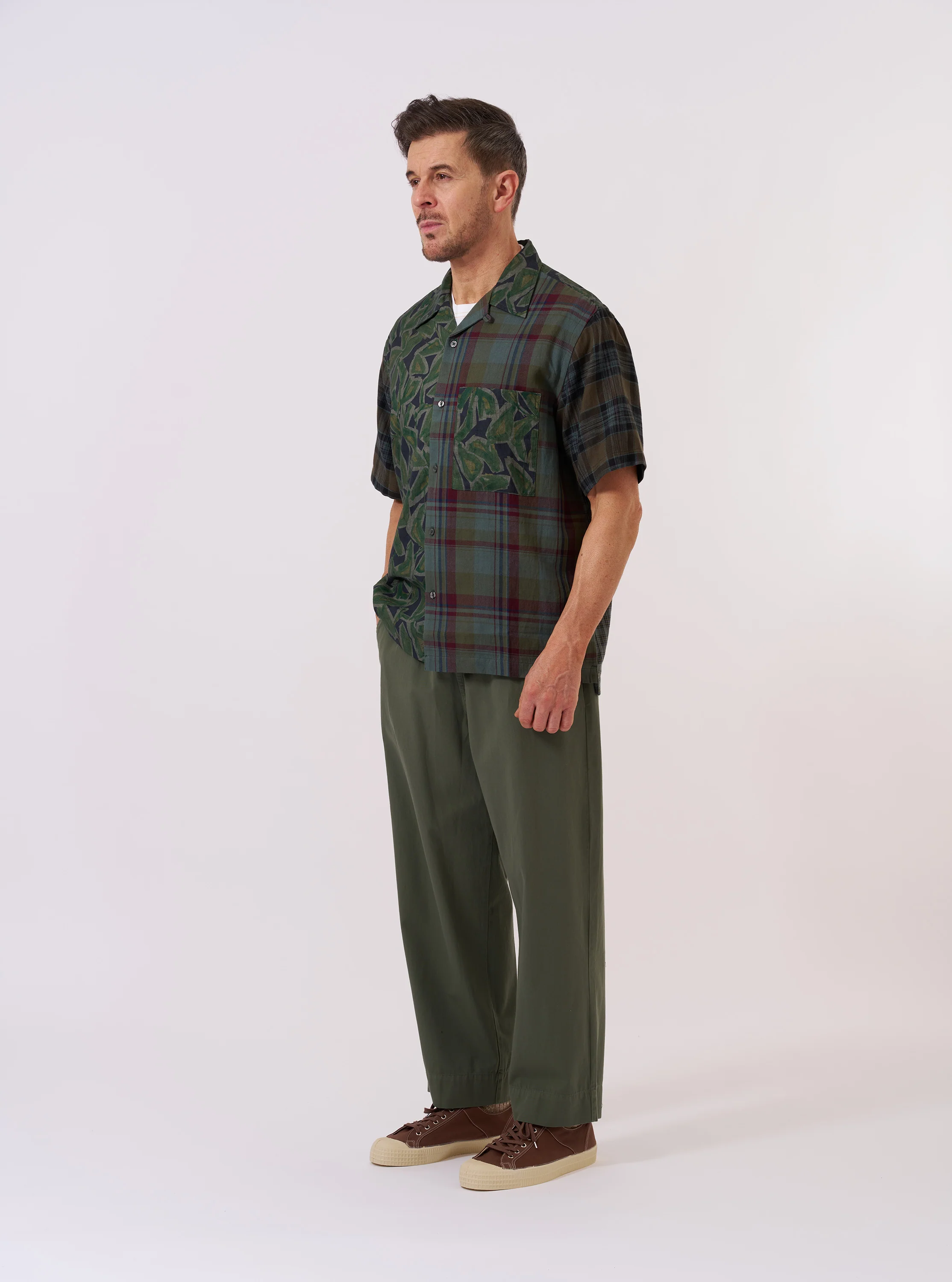 Limited Edition Olive Mixed Check Camp Shirt - Image 13