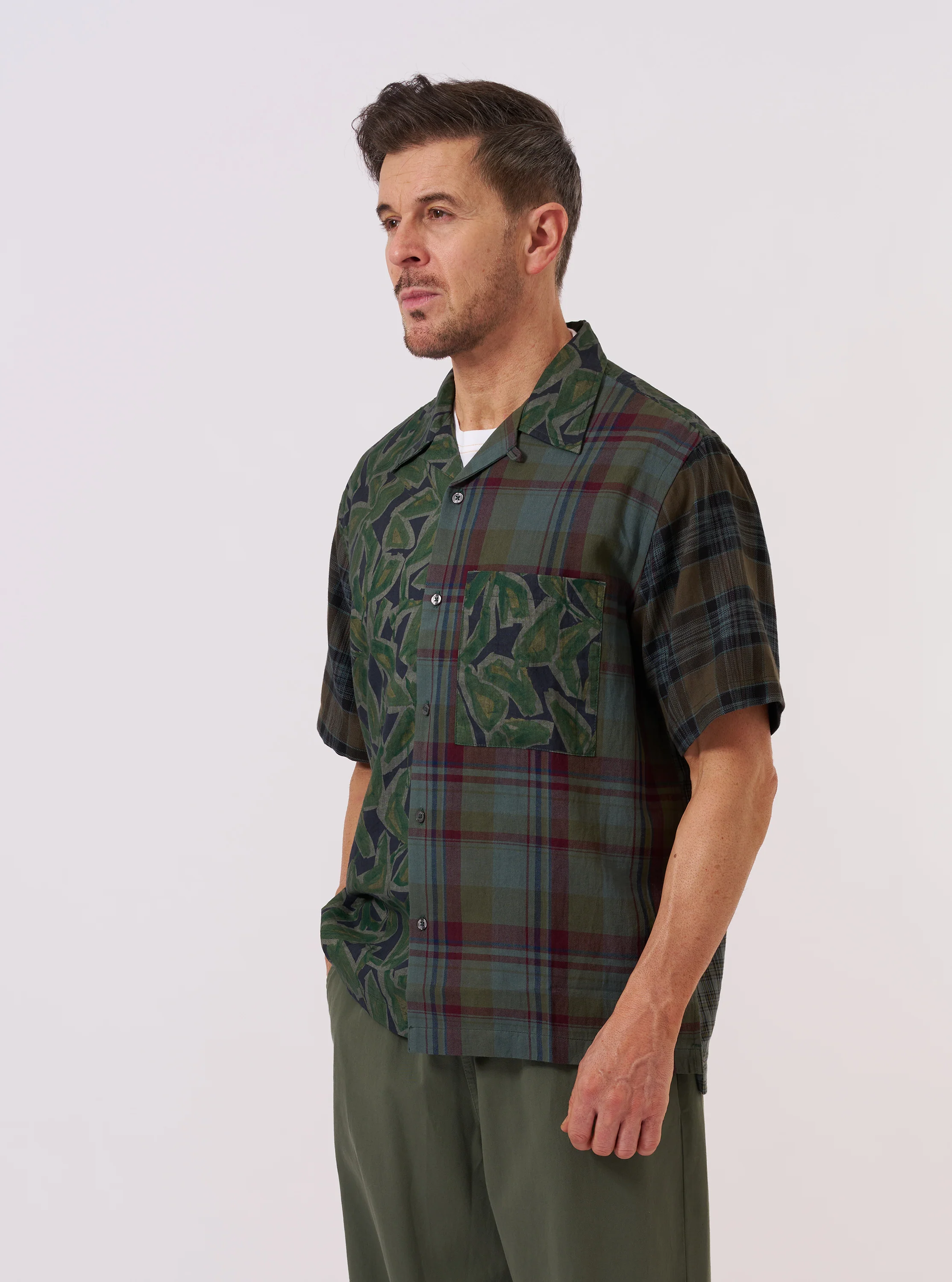 Limited Edition Olive Mixed Check Camp Shirt - Image 3