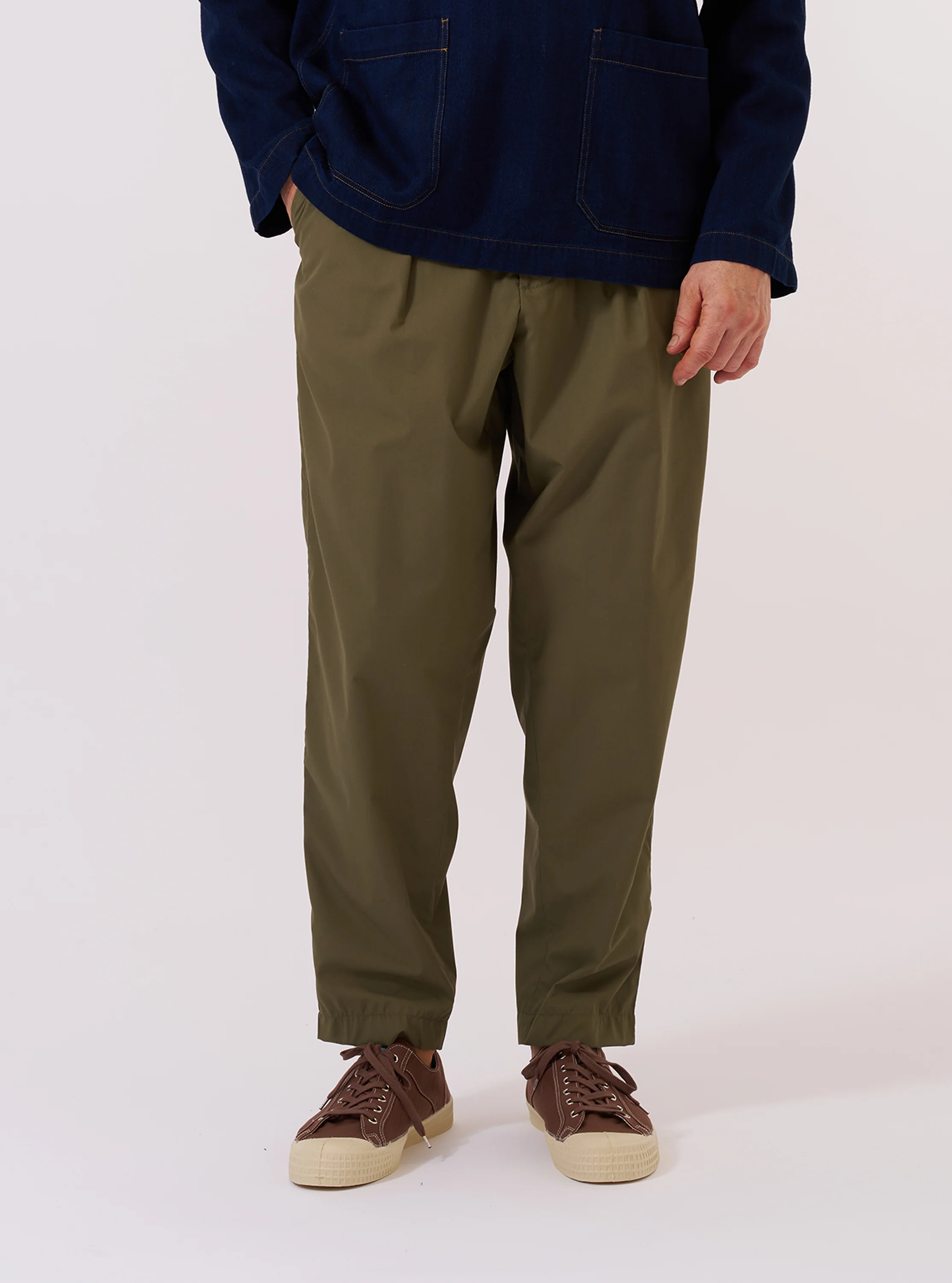 Olive Recycled Polytech Pleated Track Pant - Image 2