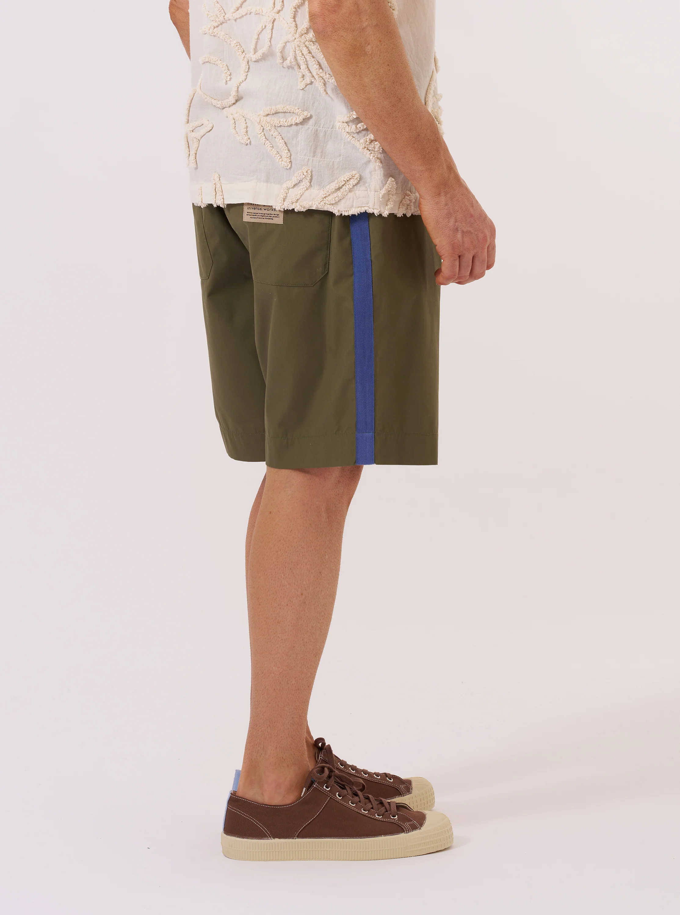 master-piece x Universal Works Olive Recycled Poly Tech Pleated Track Short - Image 3