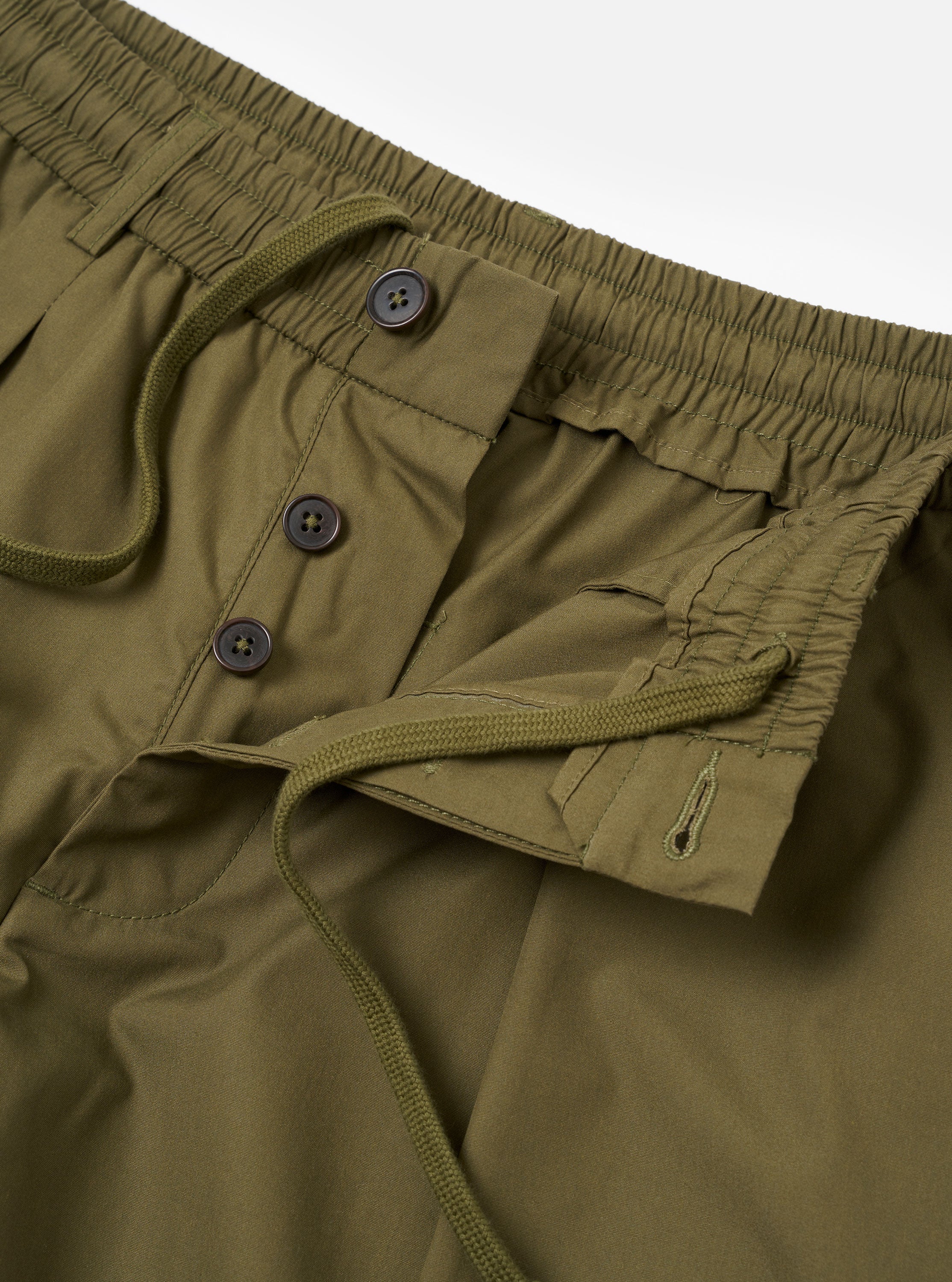master-piece x Universal Works Olive Recycled Poly Tech Pleated Track Short - Image 6
