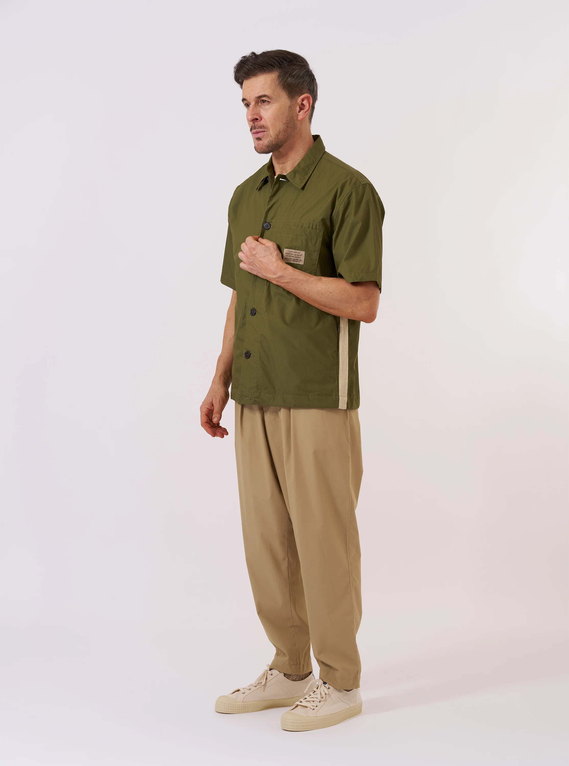master-piece x Universal Works Olive Recycled Poly Tech Tech Overshirt - Image 10