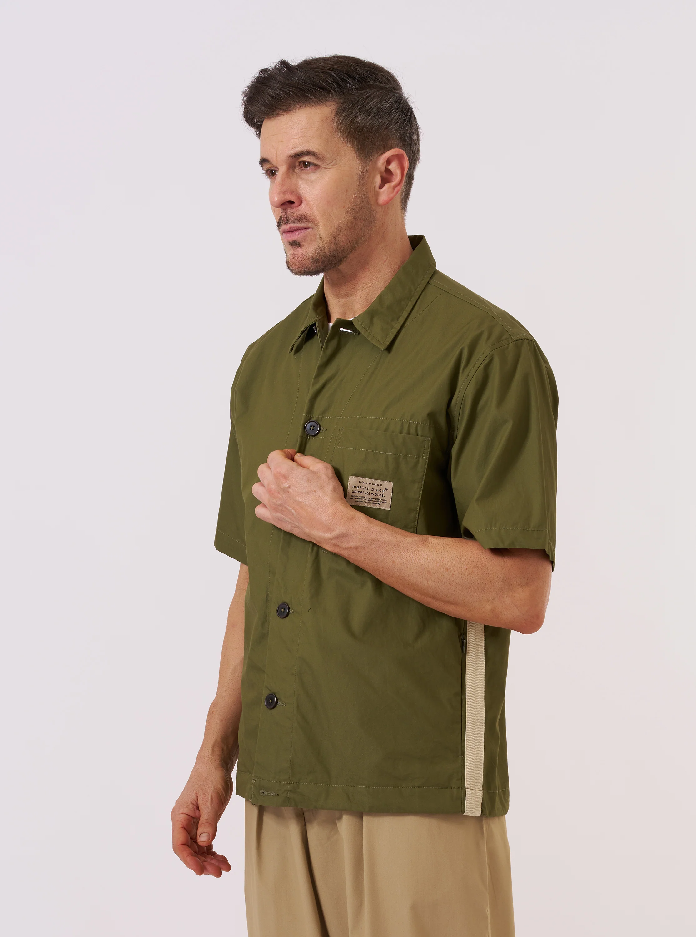 master-piece x Universal Works Olive Recycled Poly Tech Tech Overshirt - Image 2