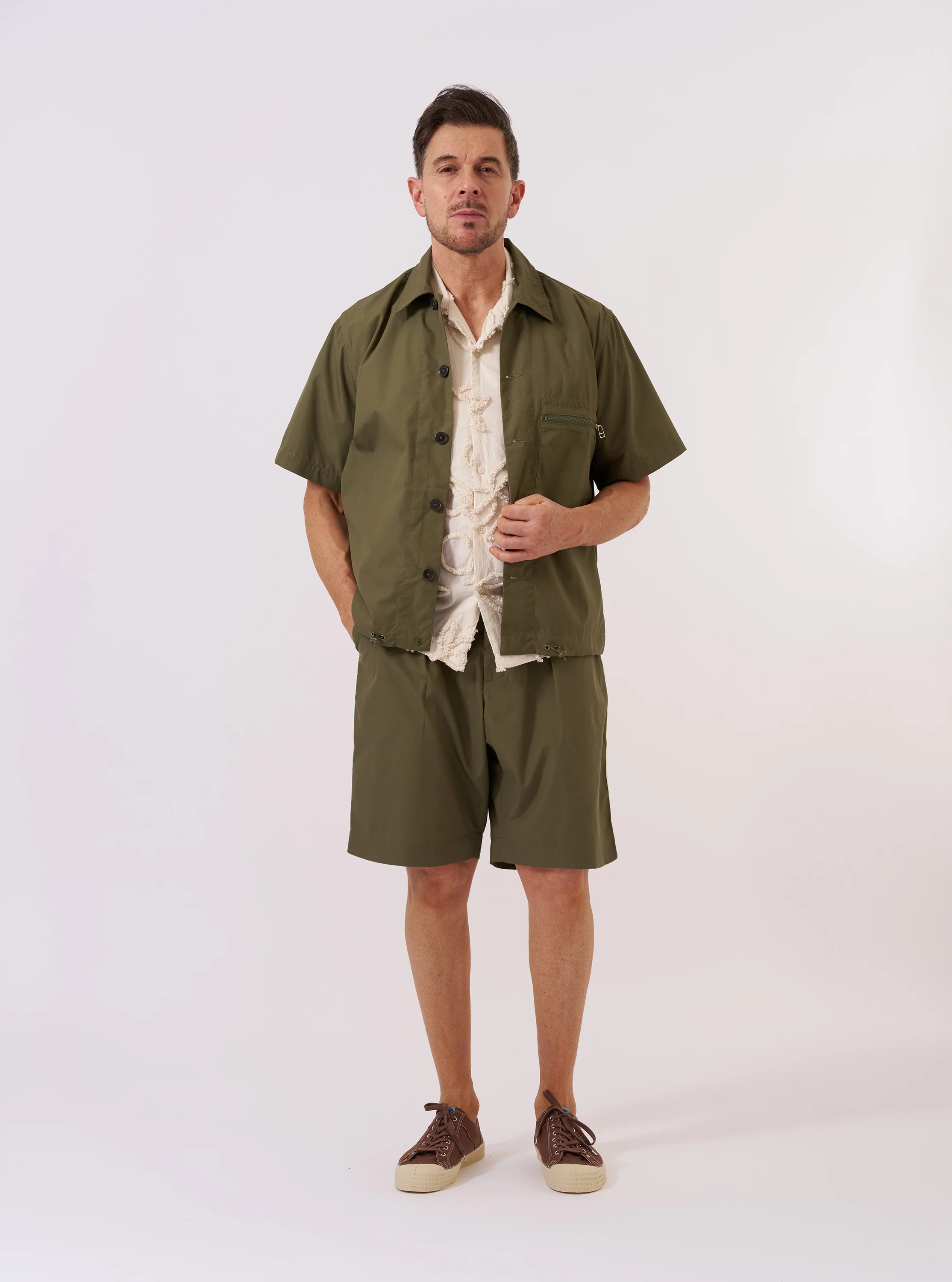 Olive Recycled Polytech Z Tech Overshirt - Image 9