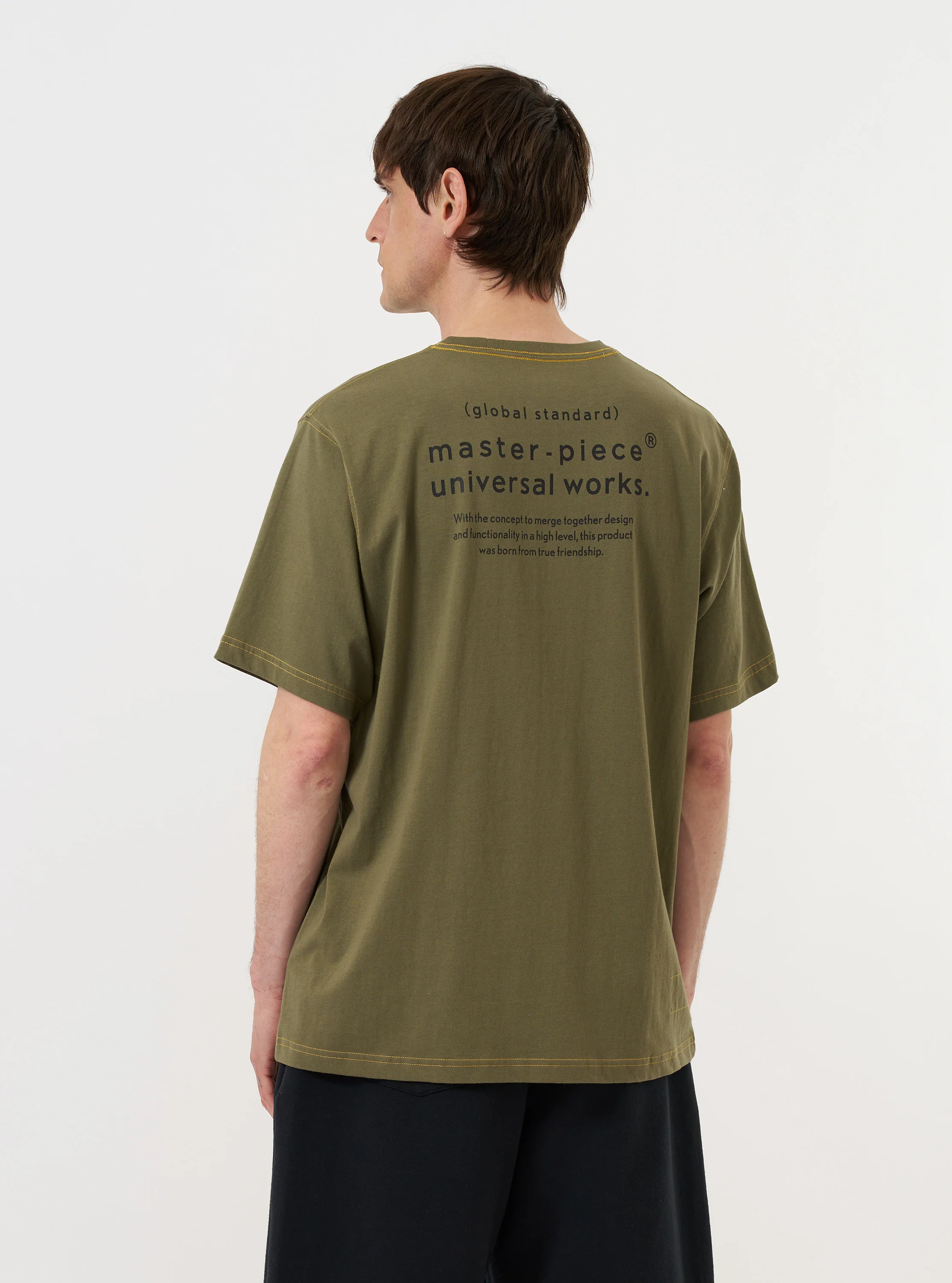 master-piece x Universal Works Olive Single Jersey Print Tee - Image 3