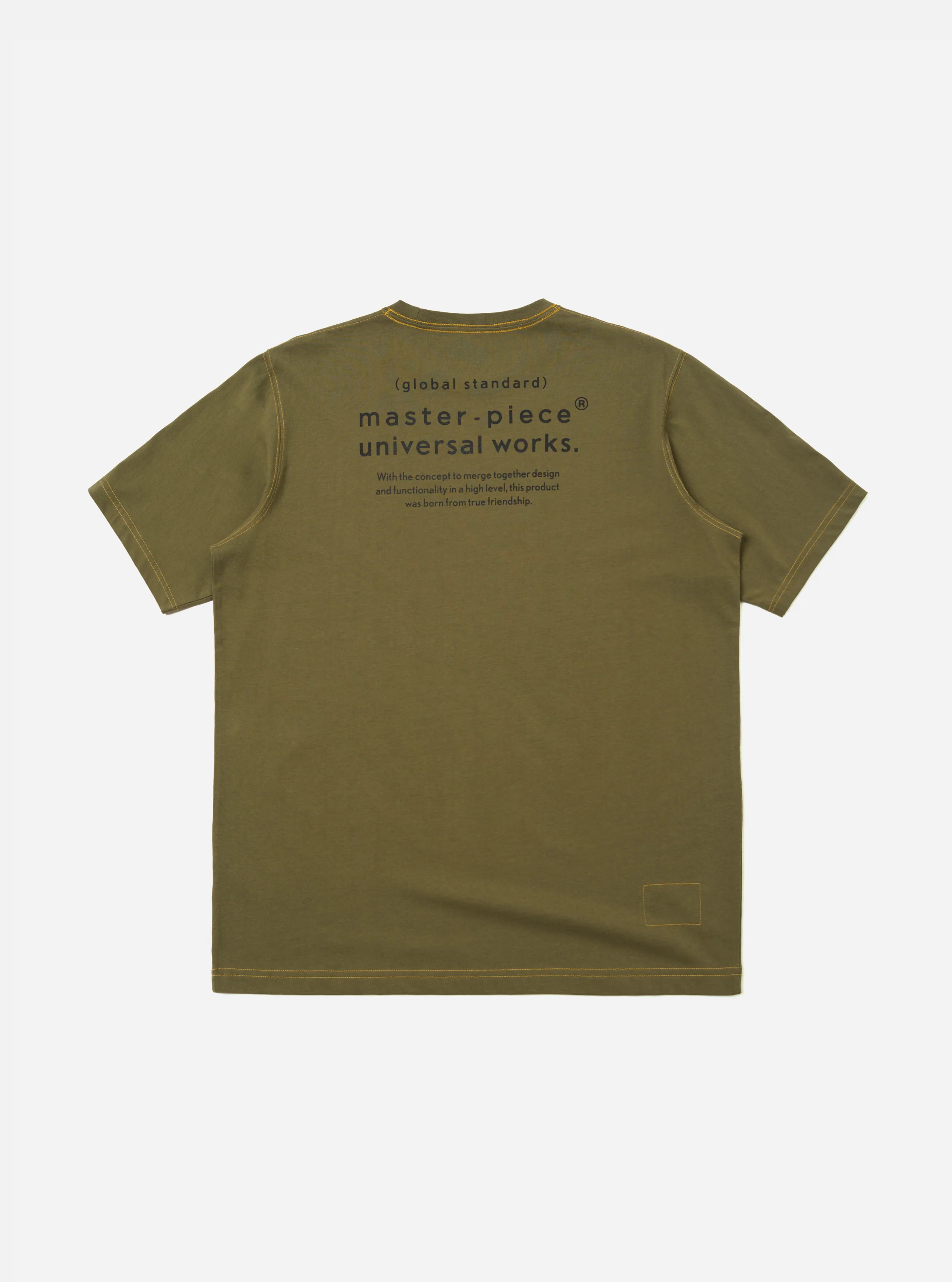 master-piece x Universal Works Olive Single Jersey Print Tee - Image 5