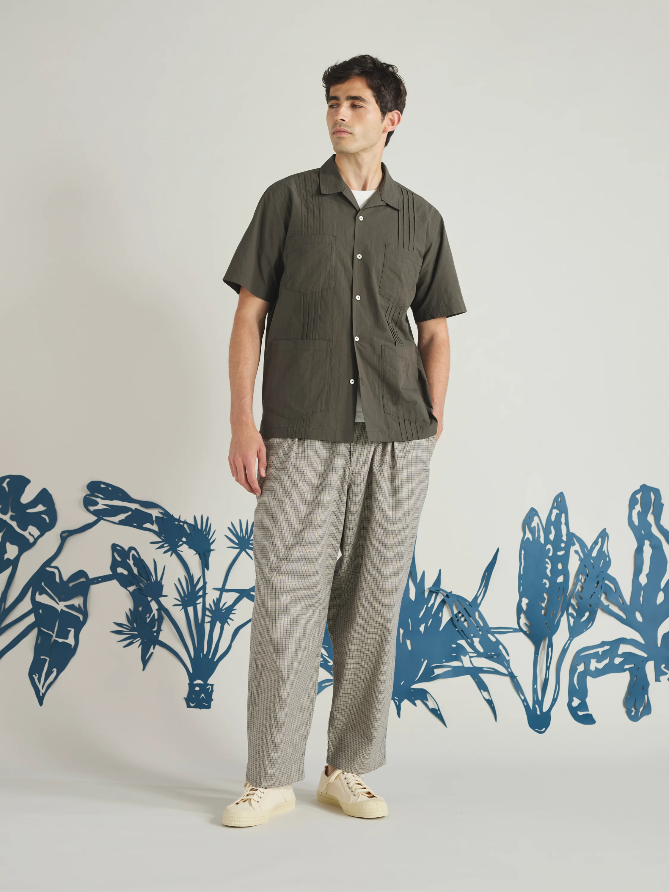 Olive Tech Cotton S/S Dwight Overshirt - Image 3