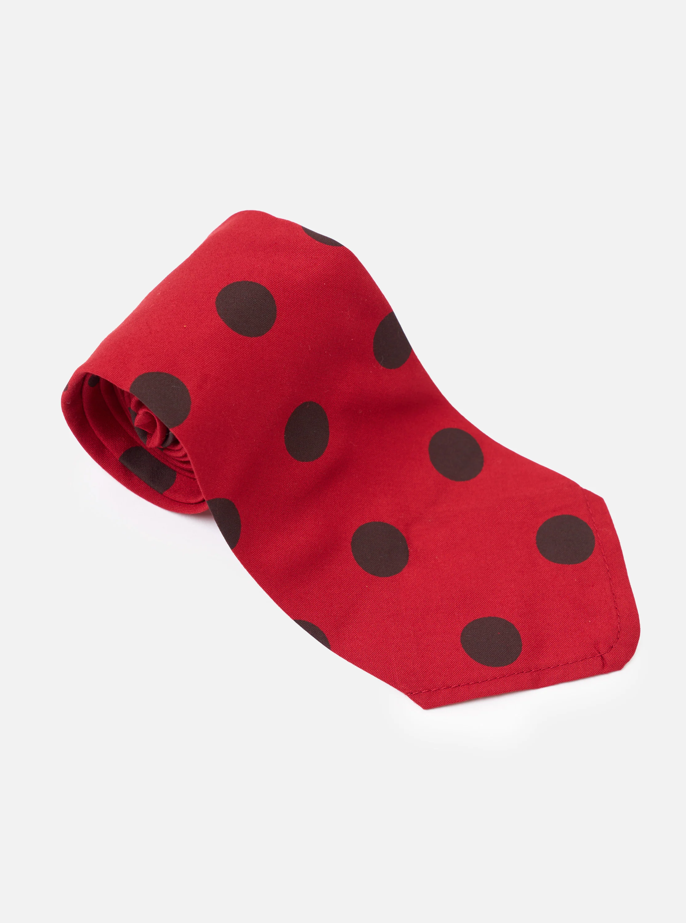 Red/Black Bold Dot Print Rayon Tie - Image 2