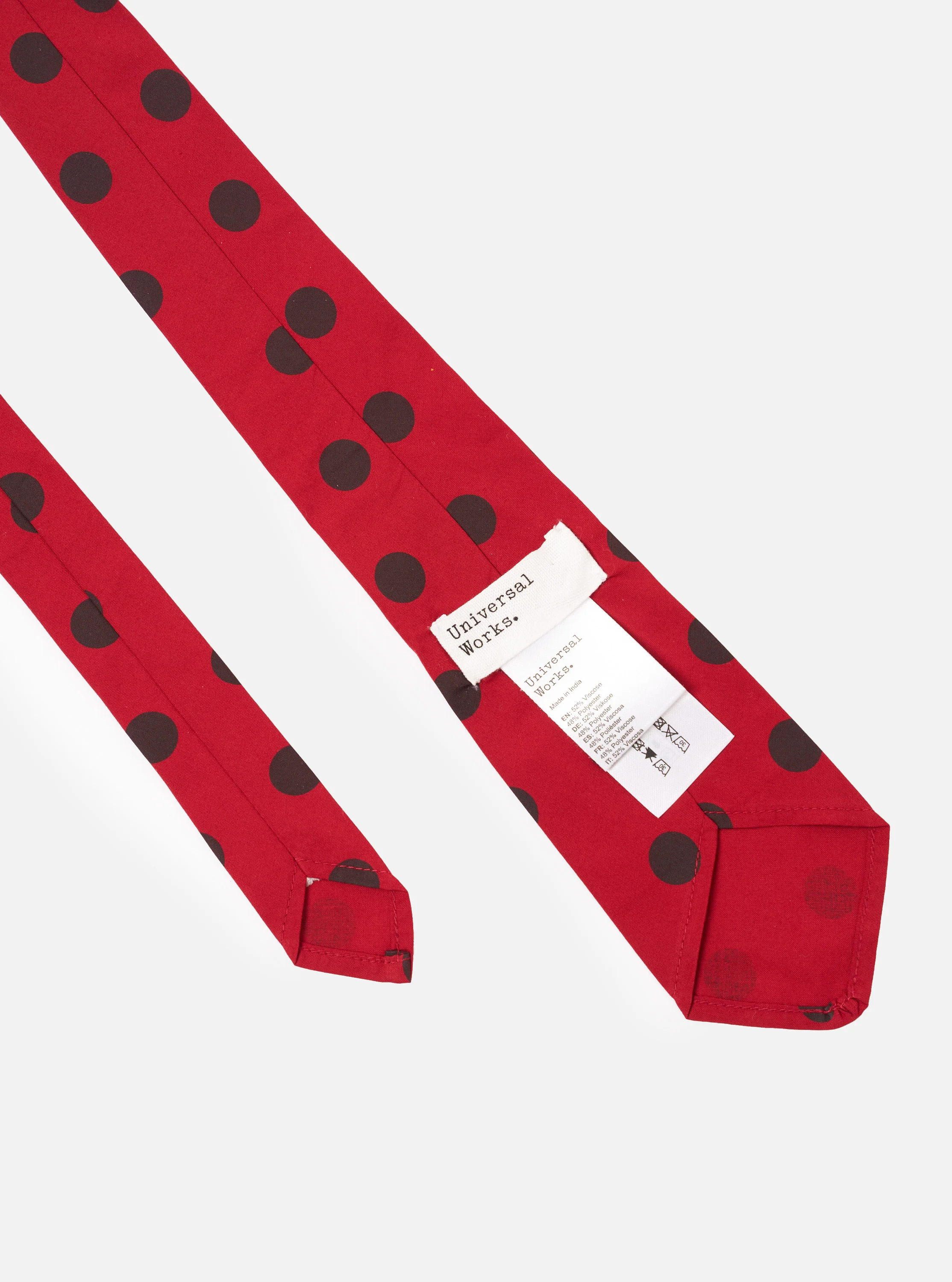 Red/Black Bold Dot Print Rayon Tie - Image 3