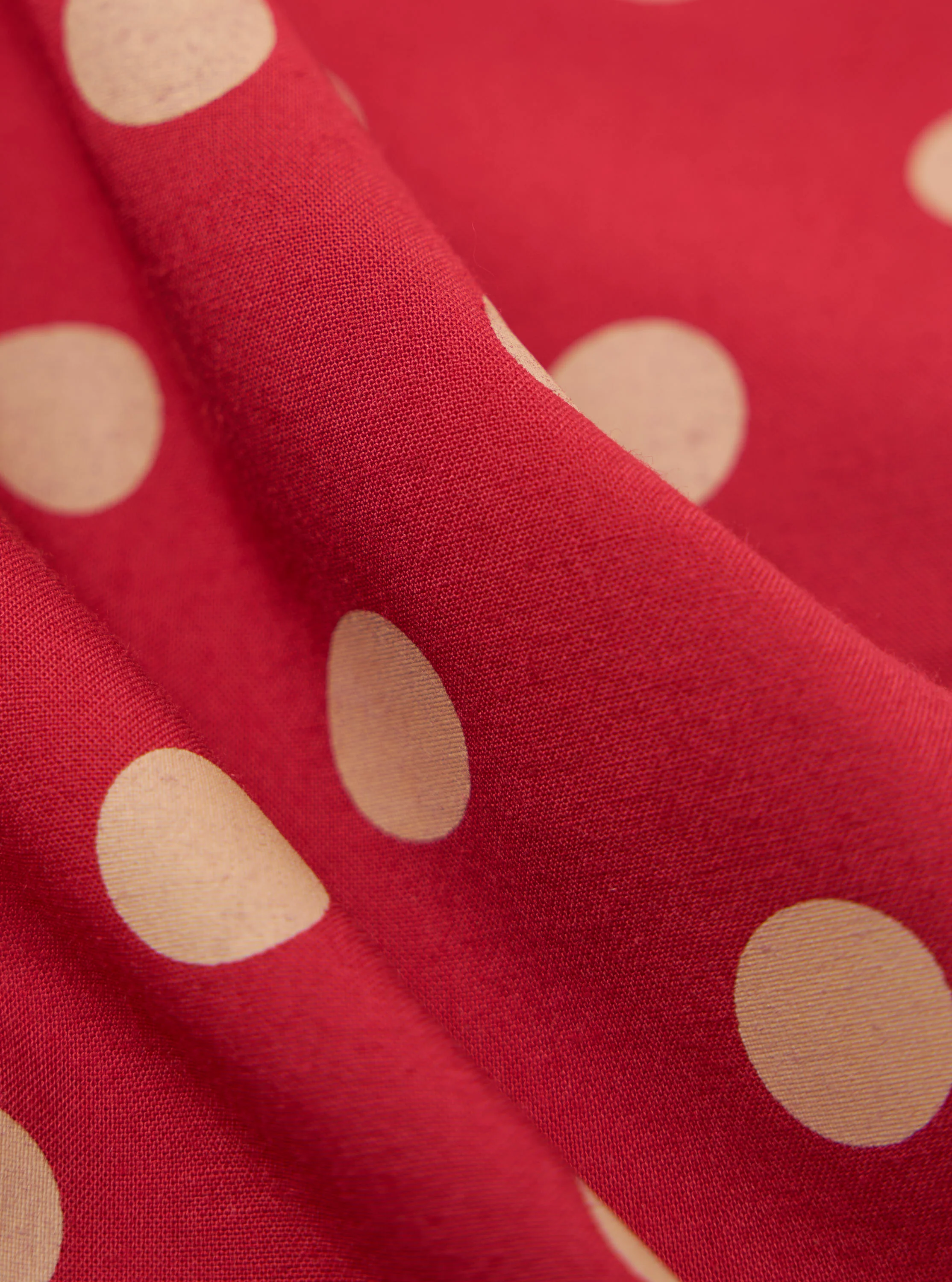 Red Bold Dot Print Rayon Evening Scarf - Image 3