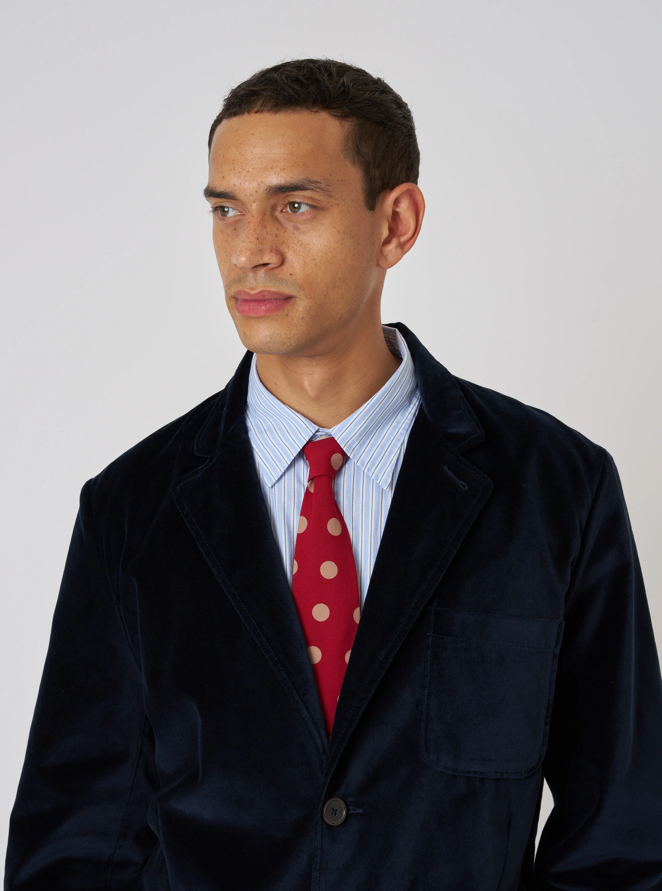 Red Bold Dot Print Rayon Tie - Image 2