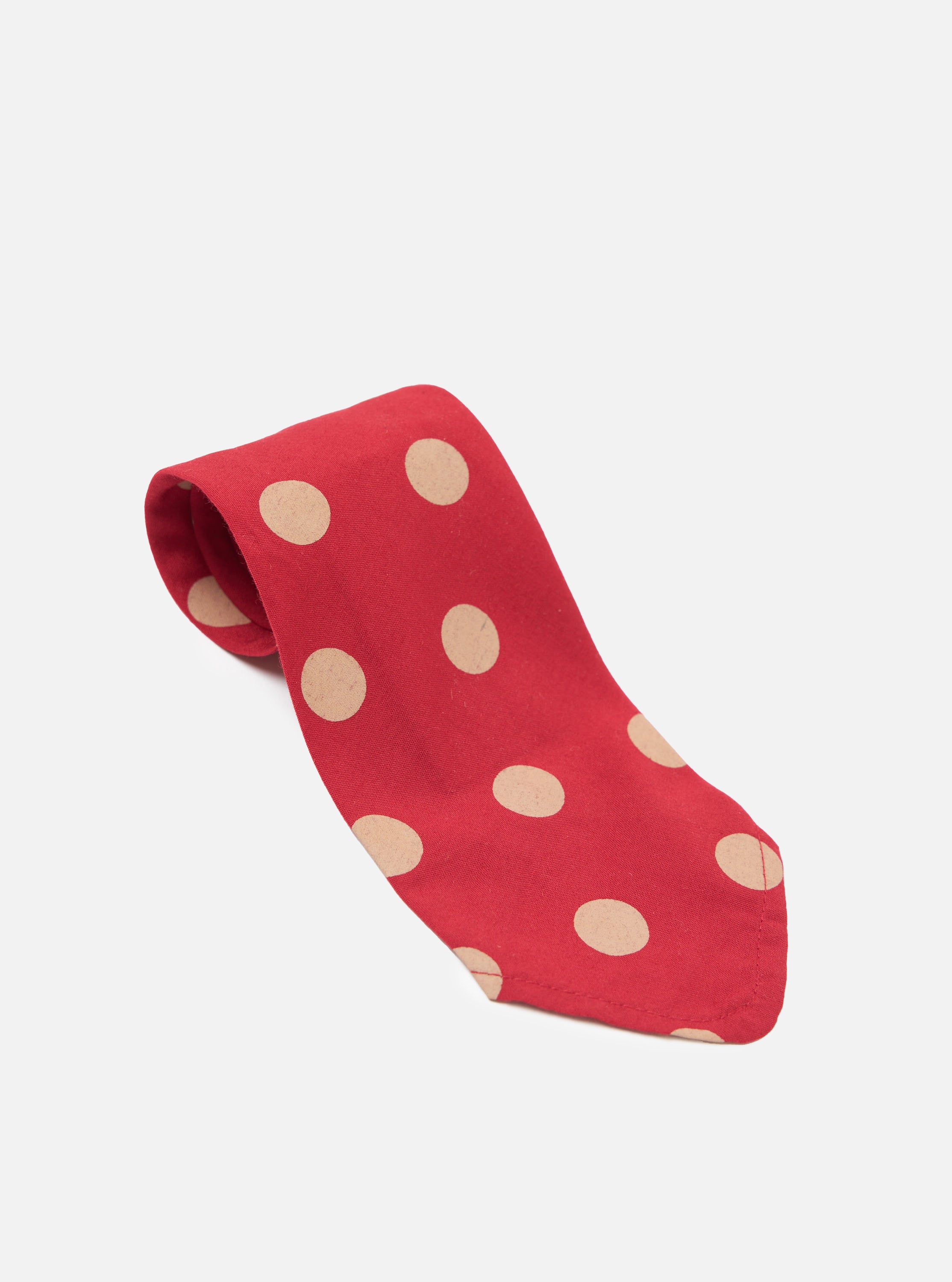 Red Bold Dot Print Rayon Tie - Image 3