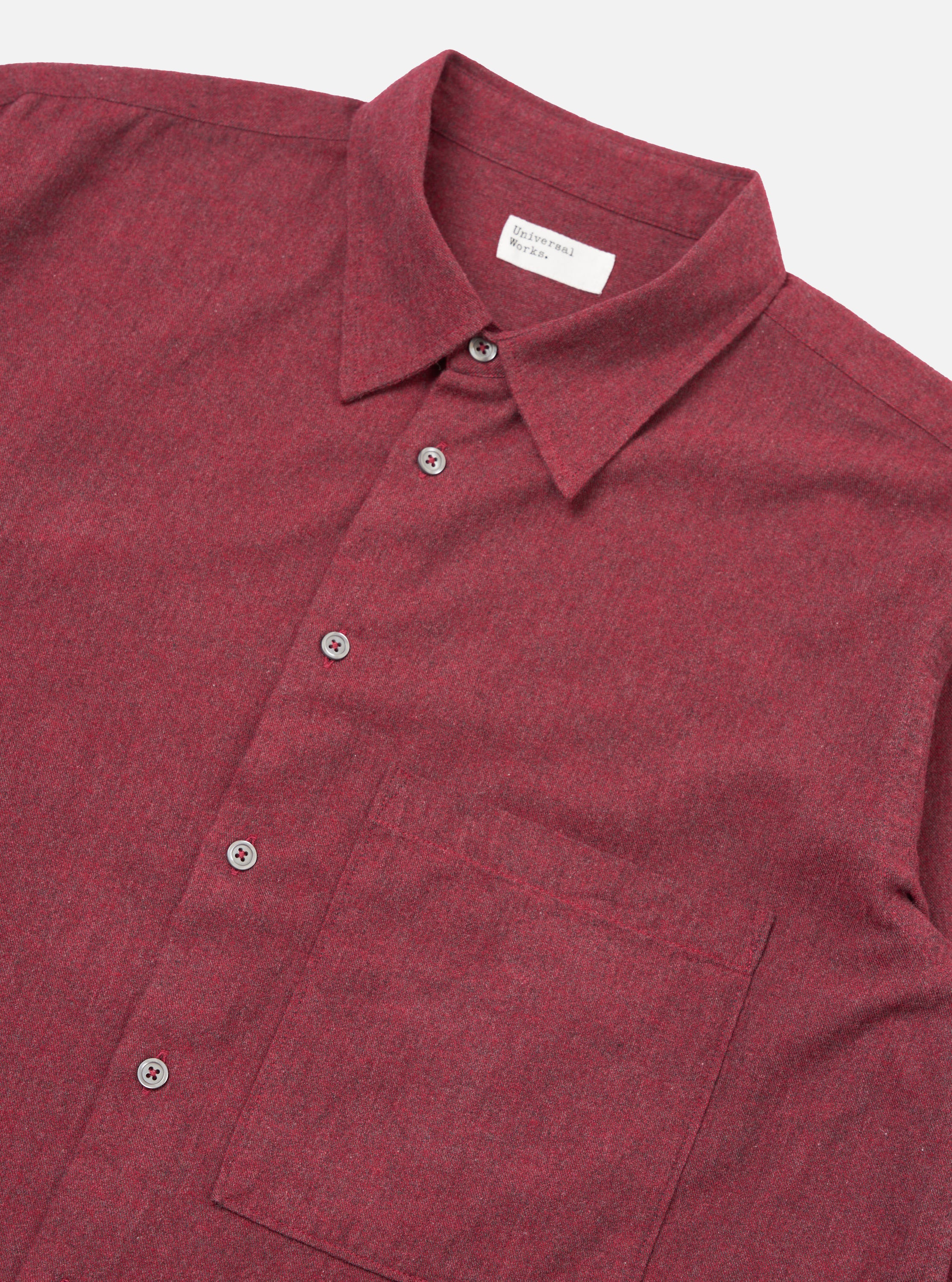 Red Brushed Marl Twill Square Pocket Shirt - Image 6