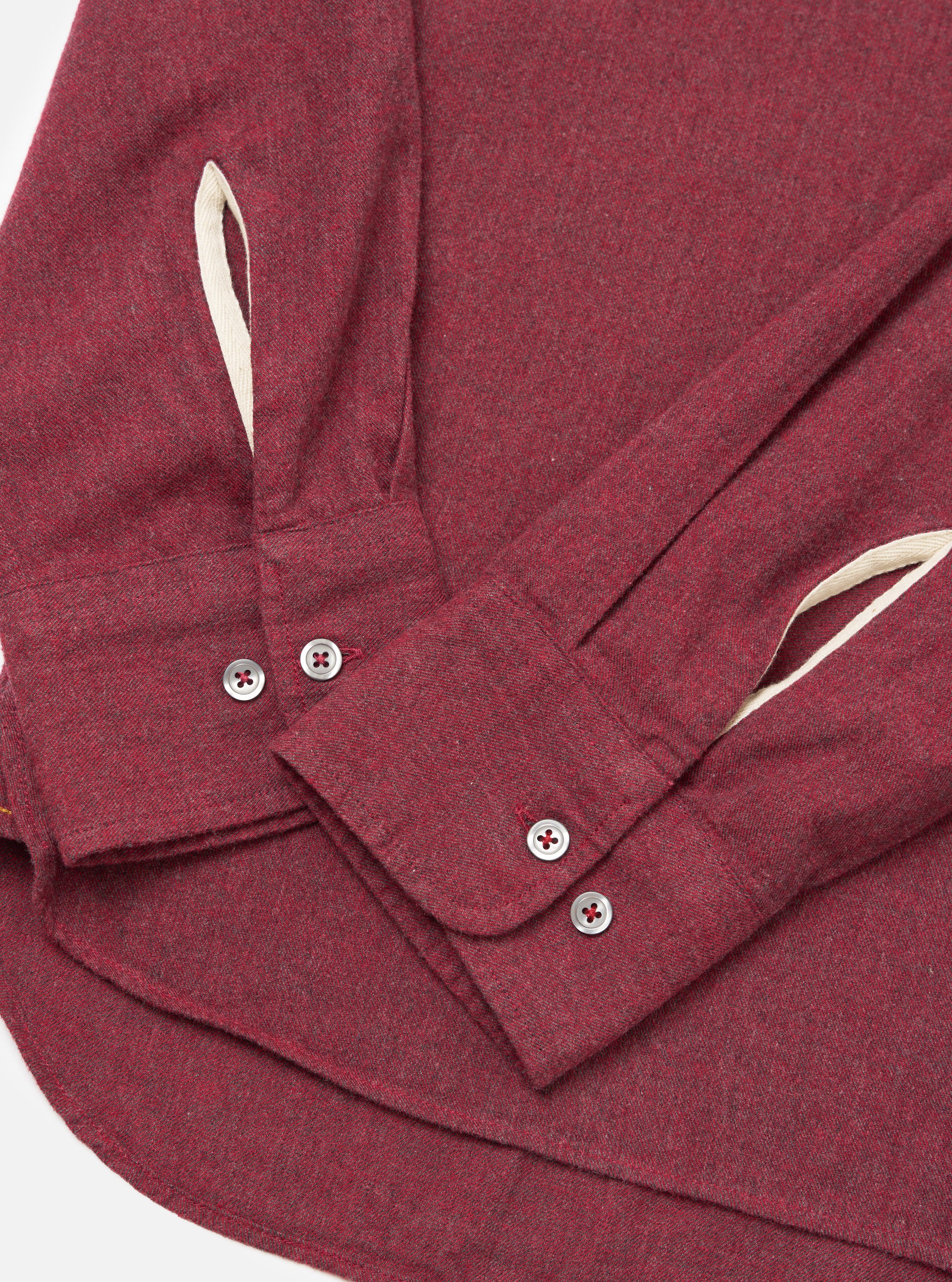 Red Brushed Marl Twill Square Pocket Shirt - Image 7