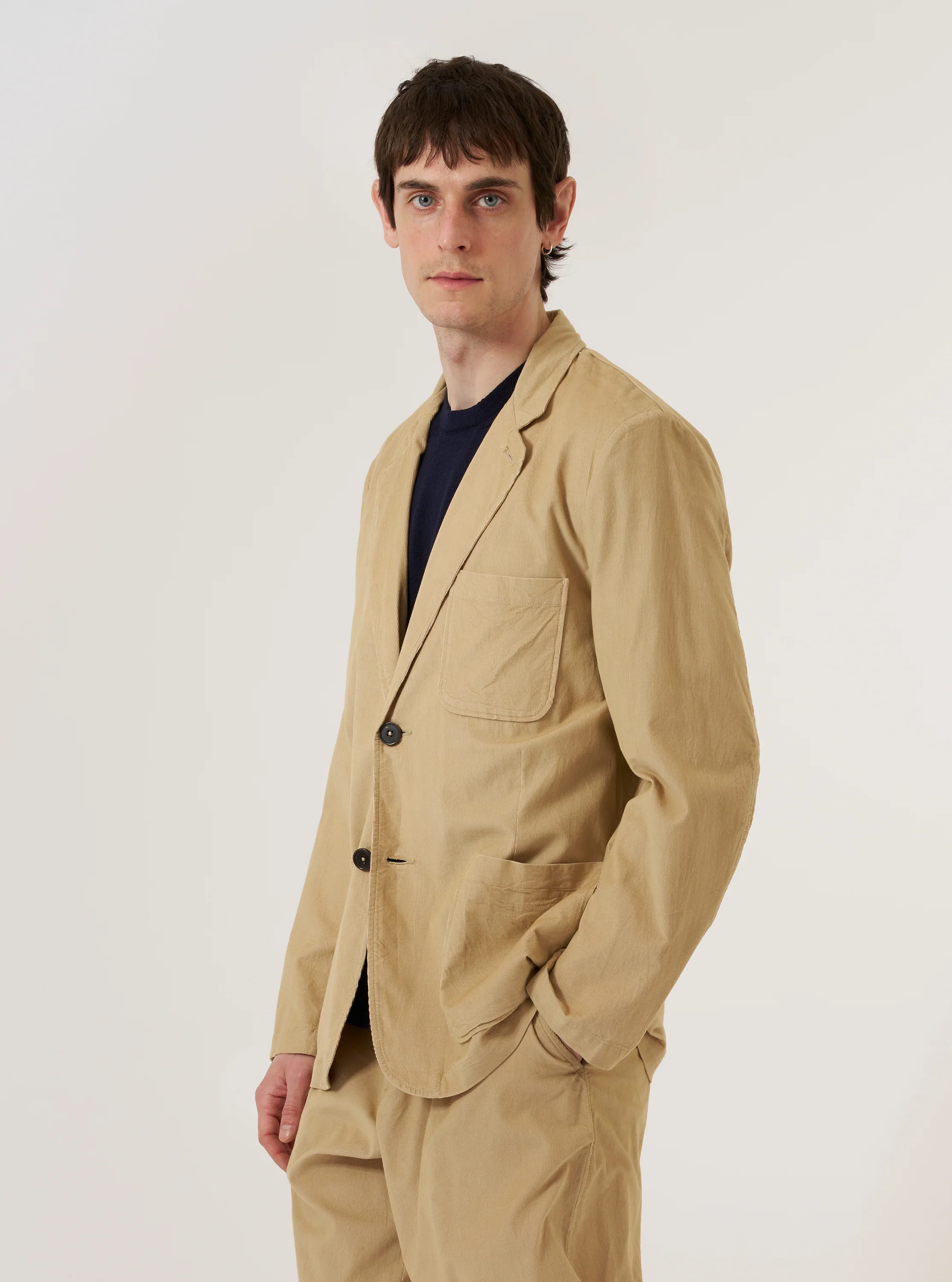 Sand Organic Fine Cord Two Button Jacket - Image 3