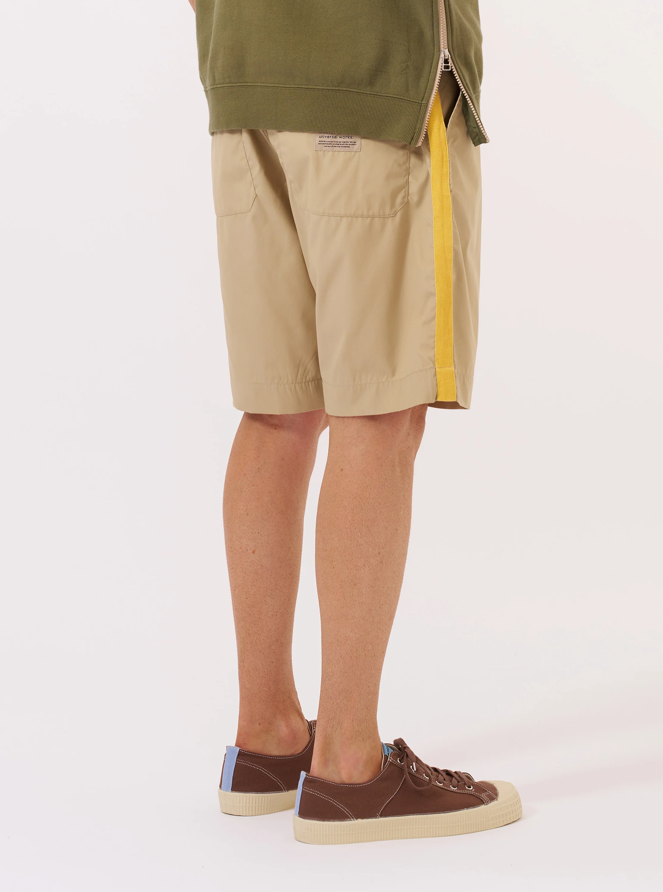 master-piece x Universal Works Sand Recycled Poly Tech Pleated Track Short - Image 3