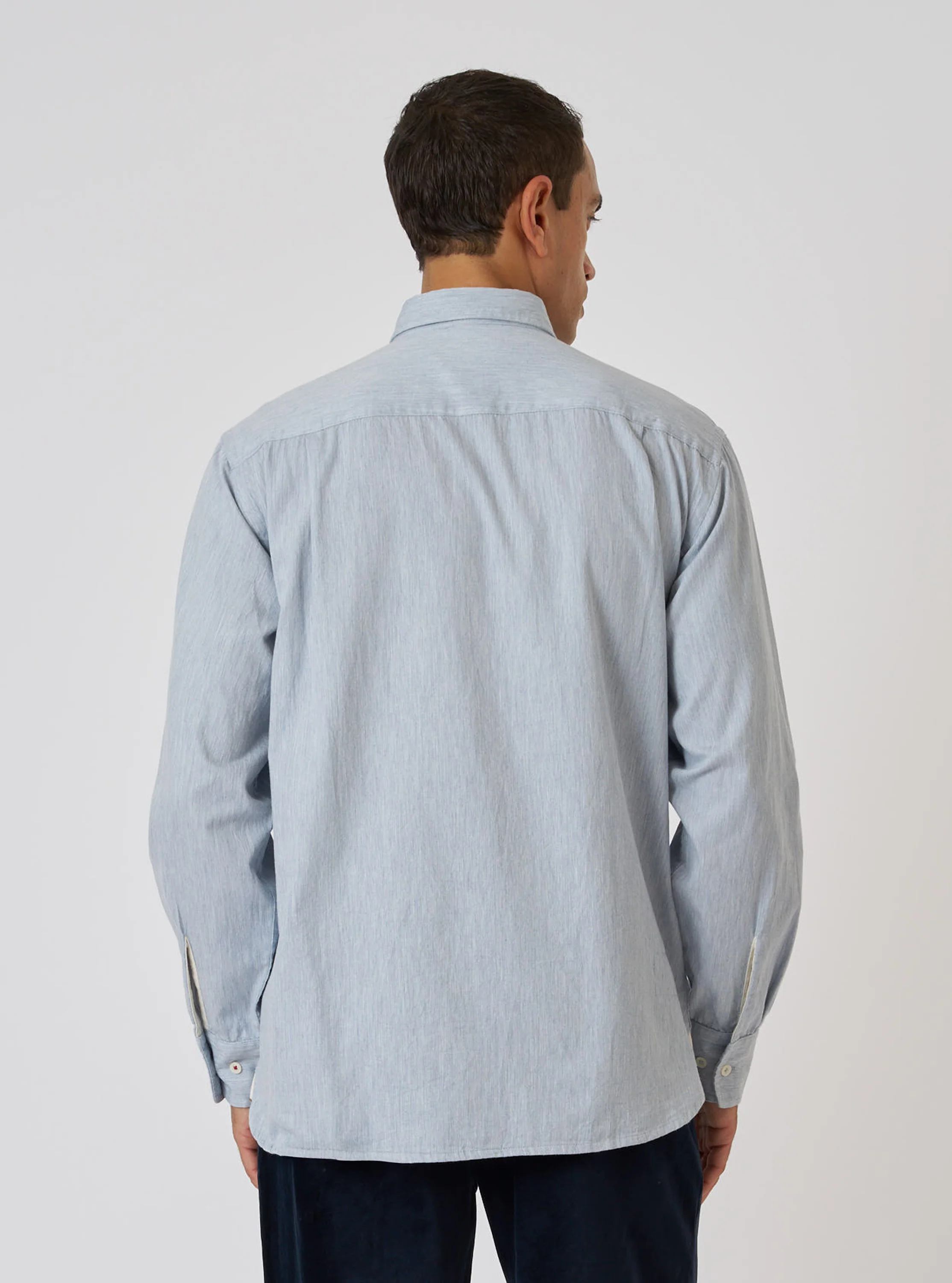 Sky Blue Brushed Organic Cotton Square Pocket Shirt - Image 3