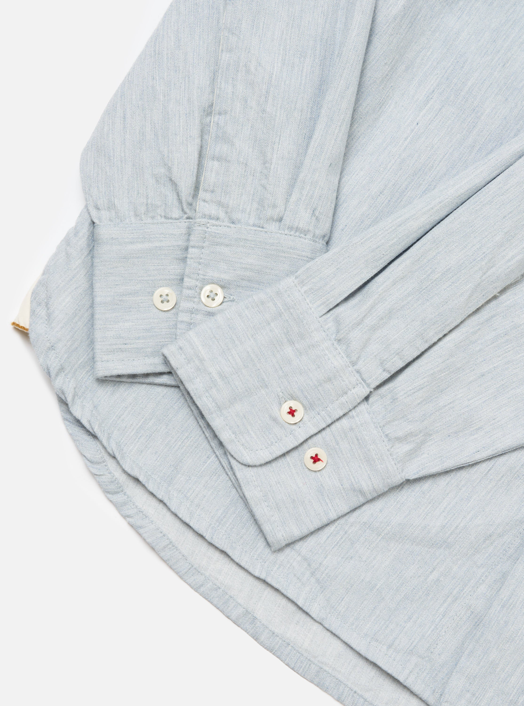 Sky Blue Brushed Organic Cotton Square Pocket Shirt - Image 7