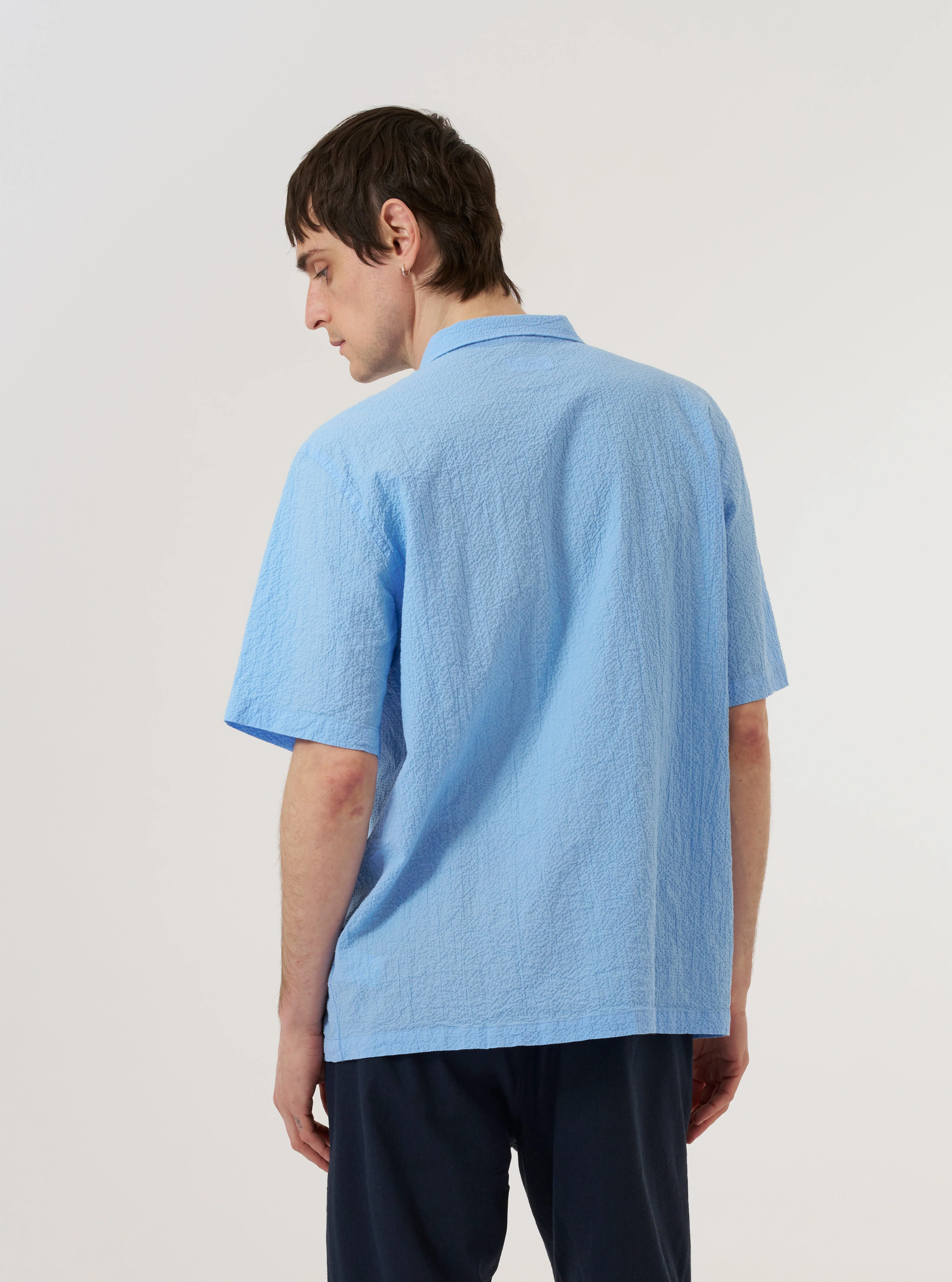 Sky Blue Seersucker Shirting Road Shirt - Image 3