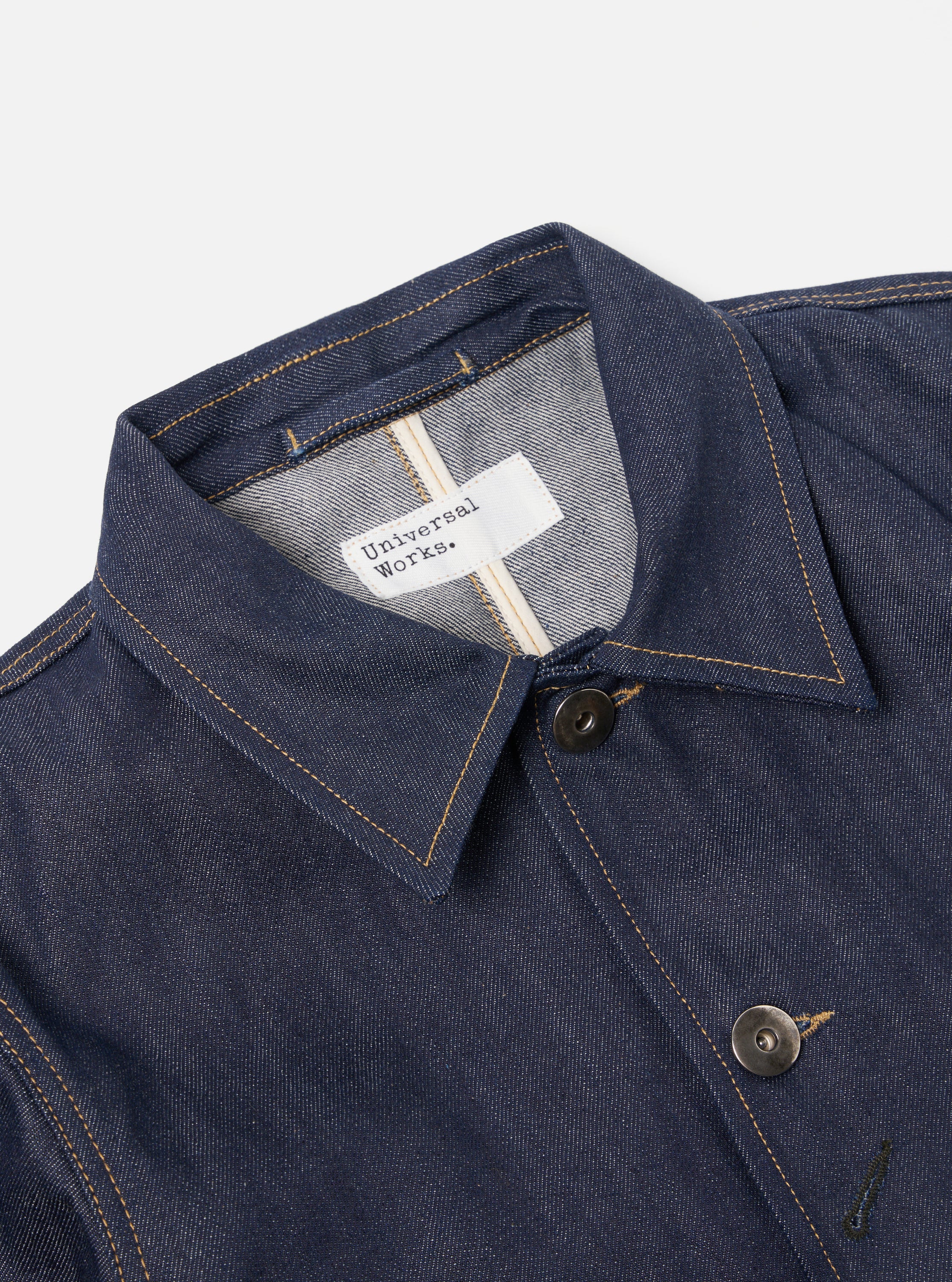 Indigo 13oz Selvedge Denim Bakers Chore Jacket - Image 4