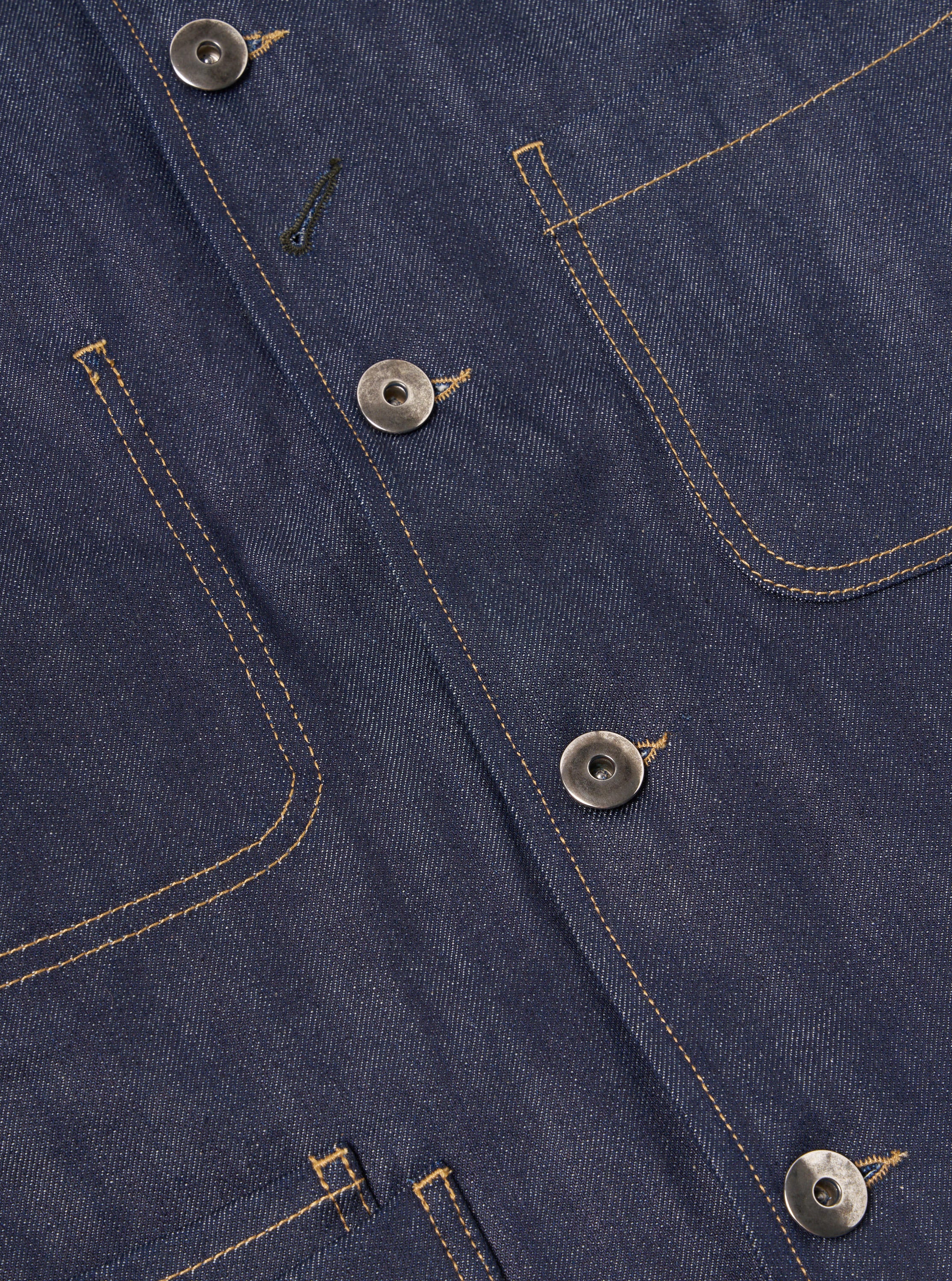 Indigo 13oz Selvedge Denim Bakers Chore Jacket - Image 5