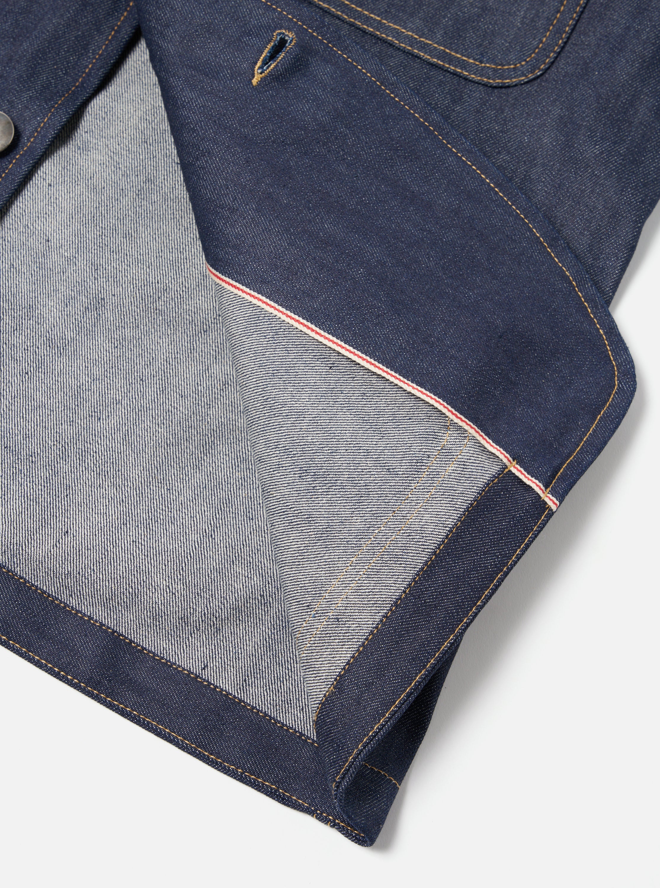 Indigo 13oz Selvedge Denim Bakers Chore Jacket - Image 6