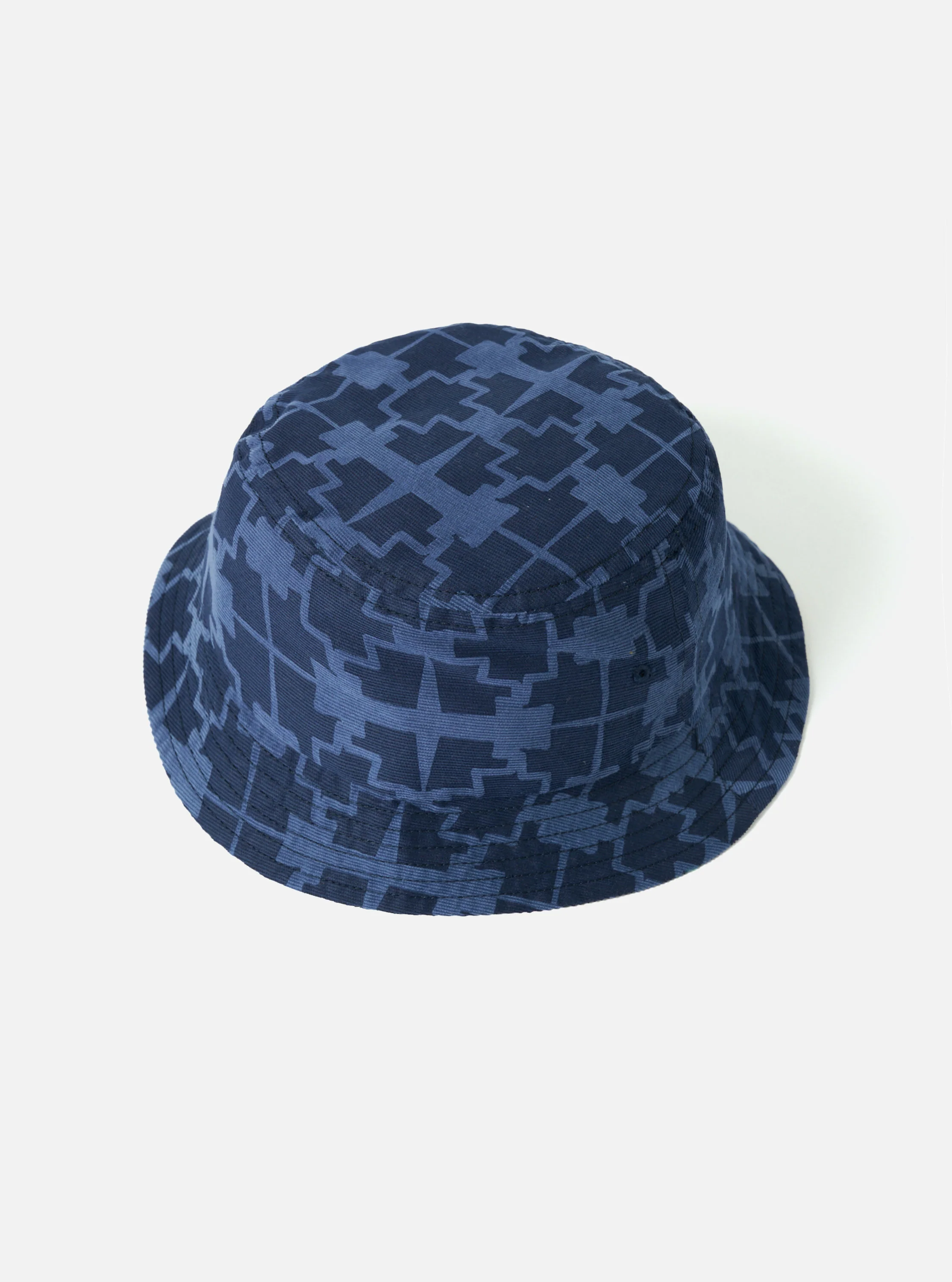 Navy Mitla Print Cord Beach Hat - Image 3