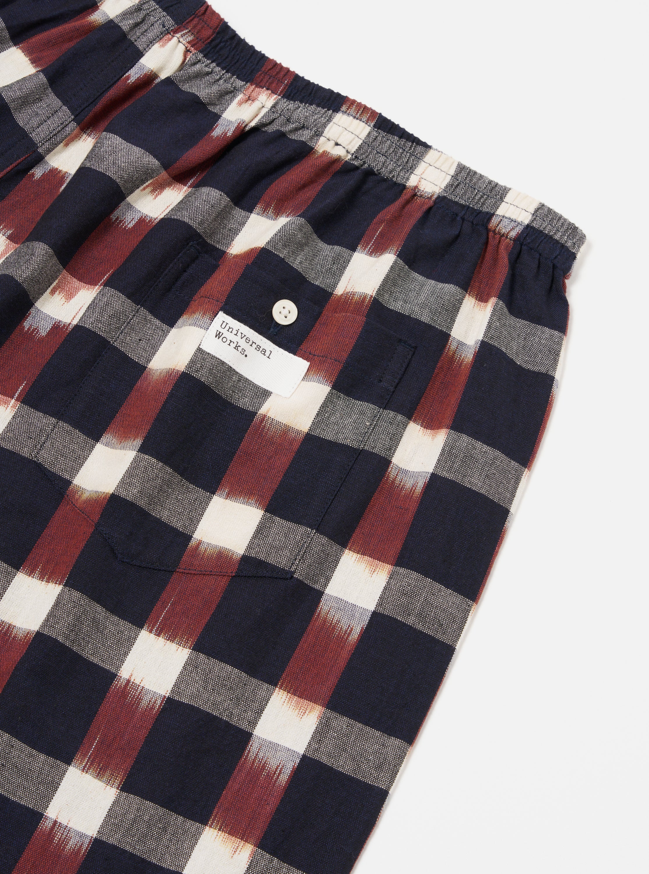 Navy/Brown Check Ikat Boxer Short - Image 5