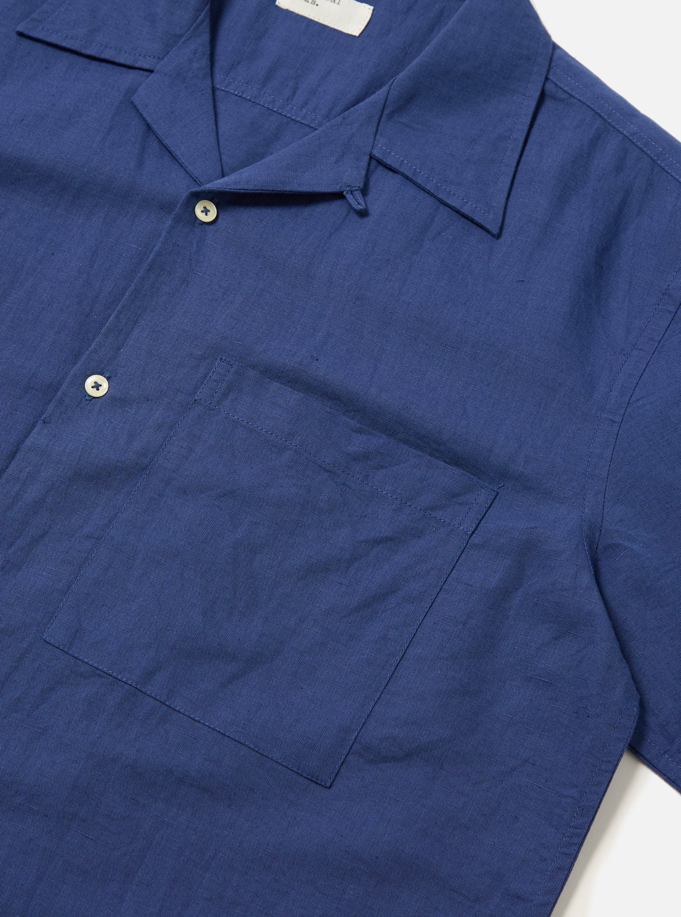 Blue Linen Cotton Shirting Camp Shirt - Image 6