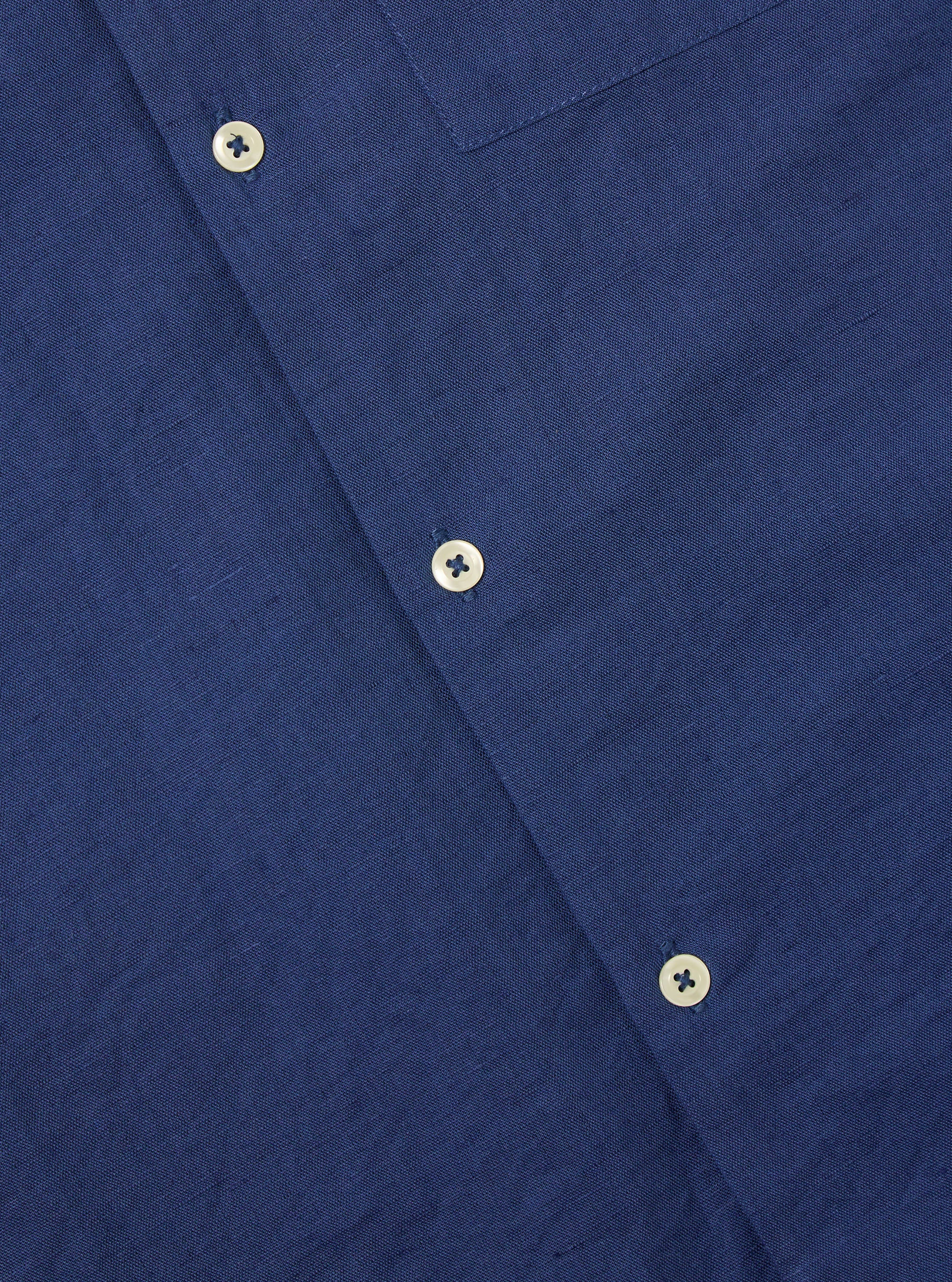 Blue Linen Cotton Shirting Camp Shirt - Image 7