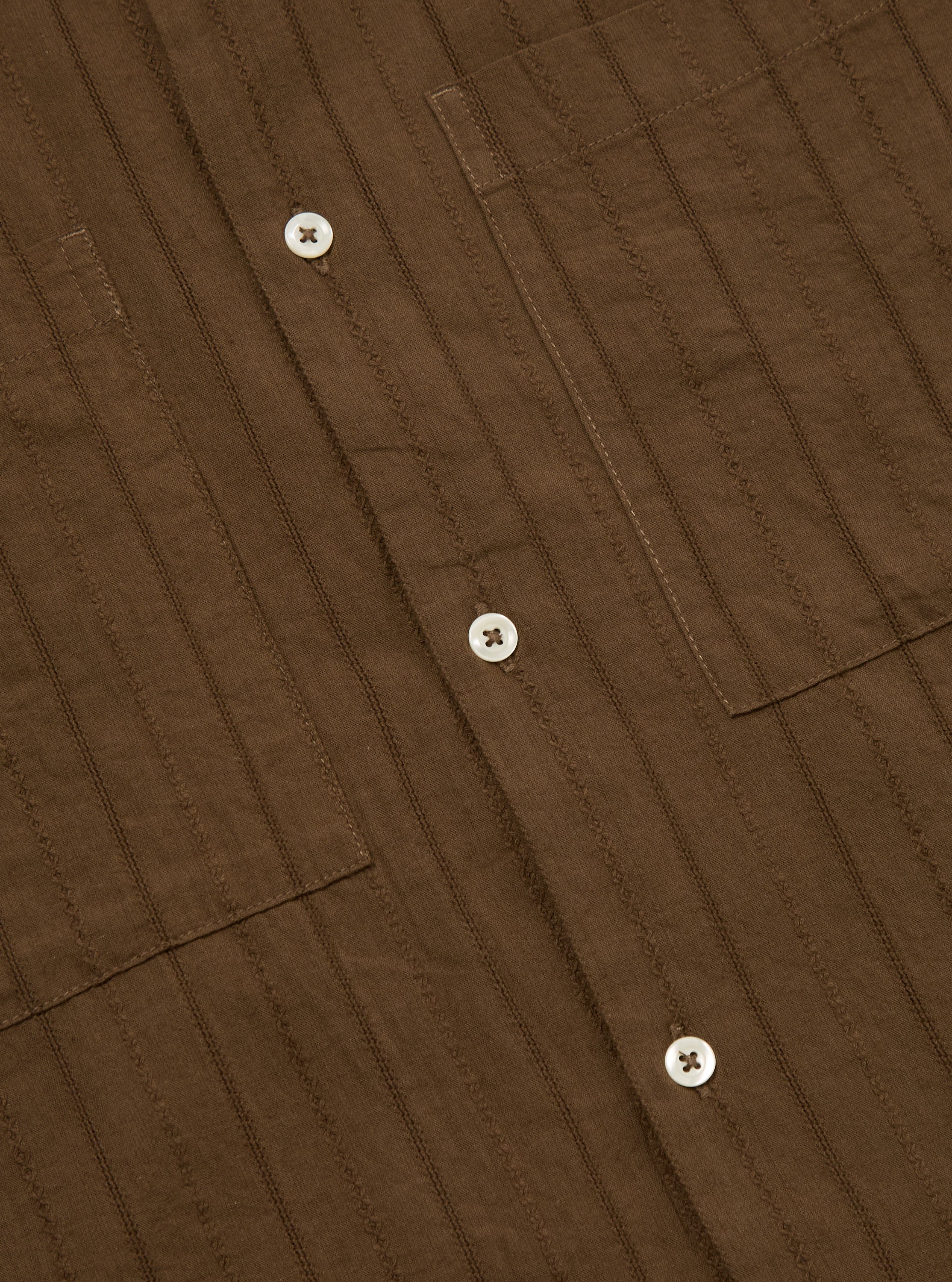 Brown Dobby Self Stripe Camper Shirt - Image 7